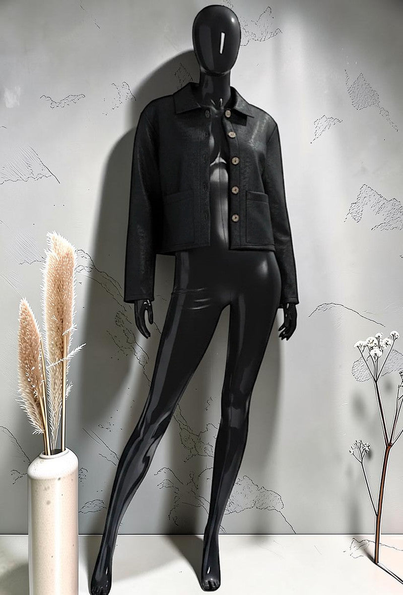 Veste Chic et Tendance avec Poches et Boutons Noir