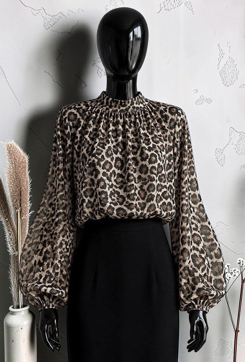 Blouse à Manches Longues Fluide Romantique et Tendance avec Doublure en Viscose Noir