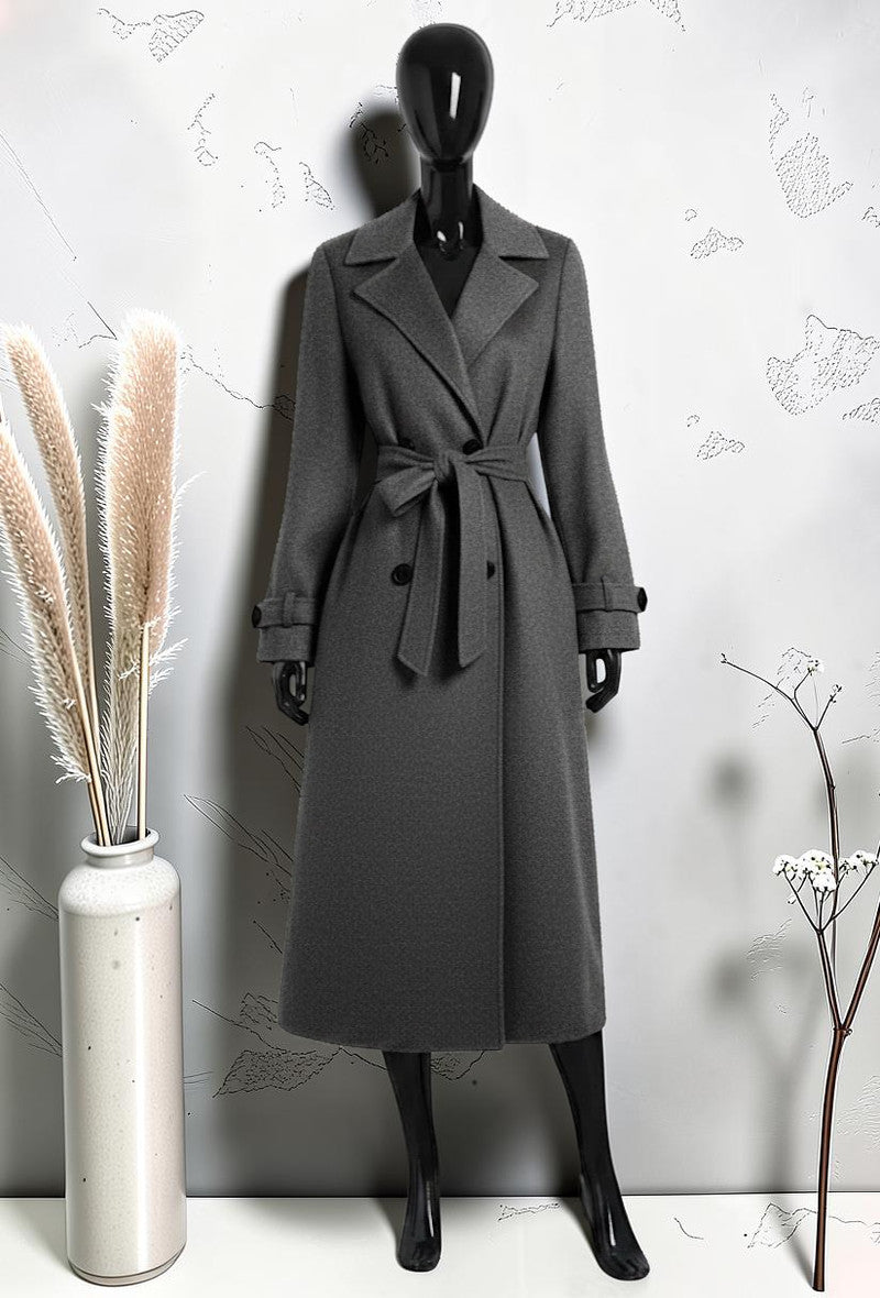 Manteau en Drap de Laine avec Poches Anthracite