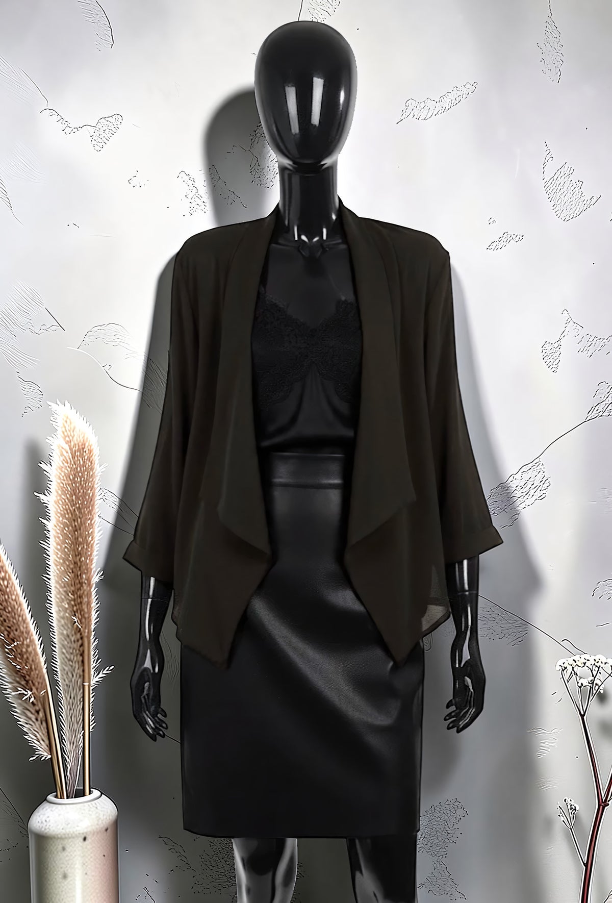 Blouse Ouverte en Voile Tendance Chic et Romantique Marron Foncé