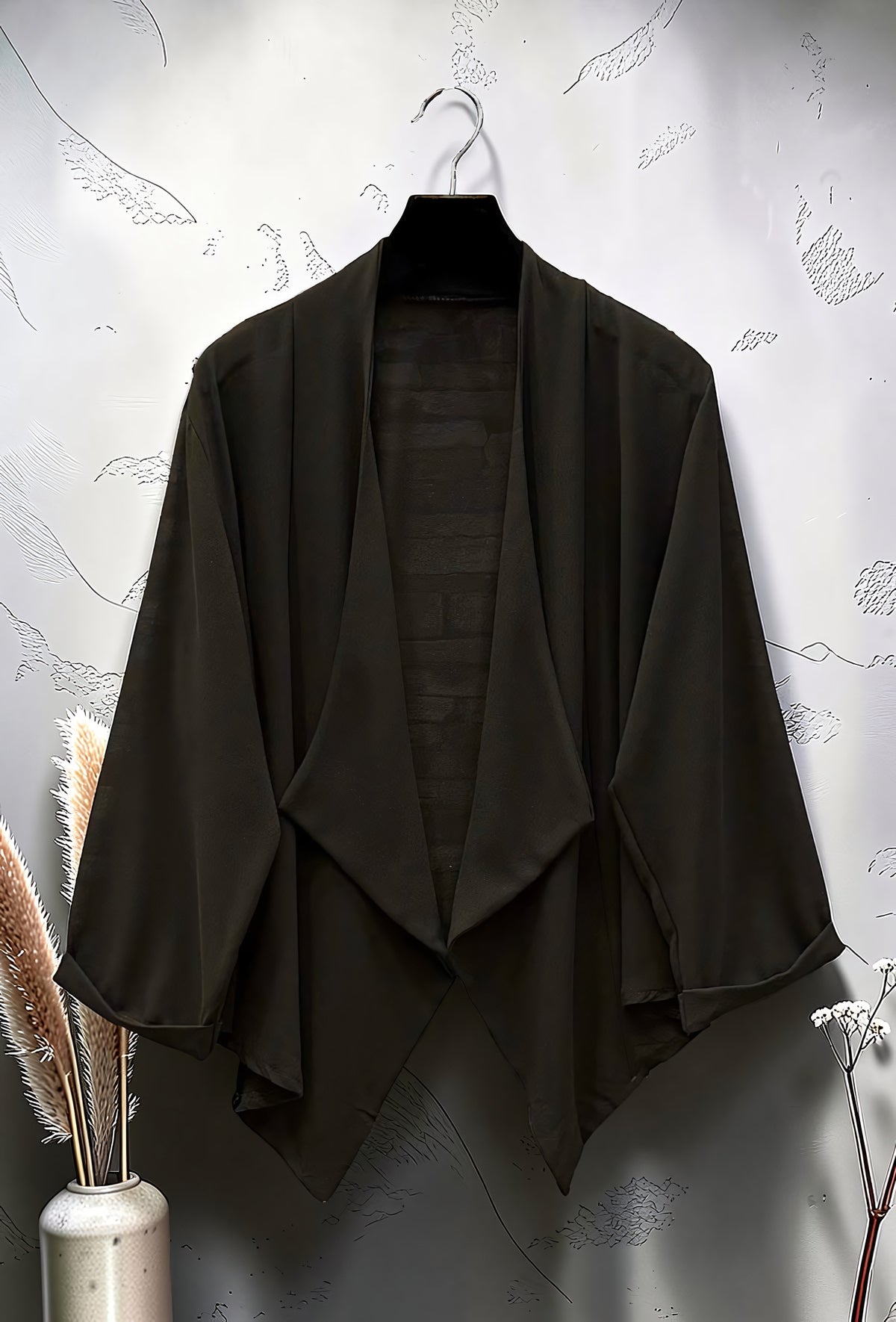 Blouse Ouverte en Voile Tendance Chic et Romantique Marron Foncé