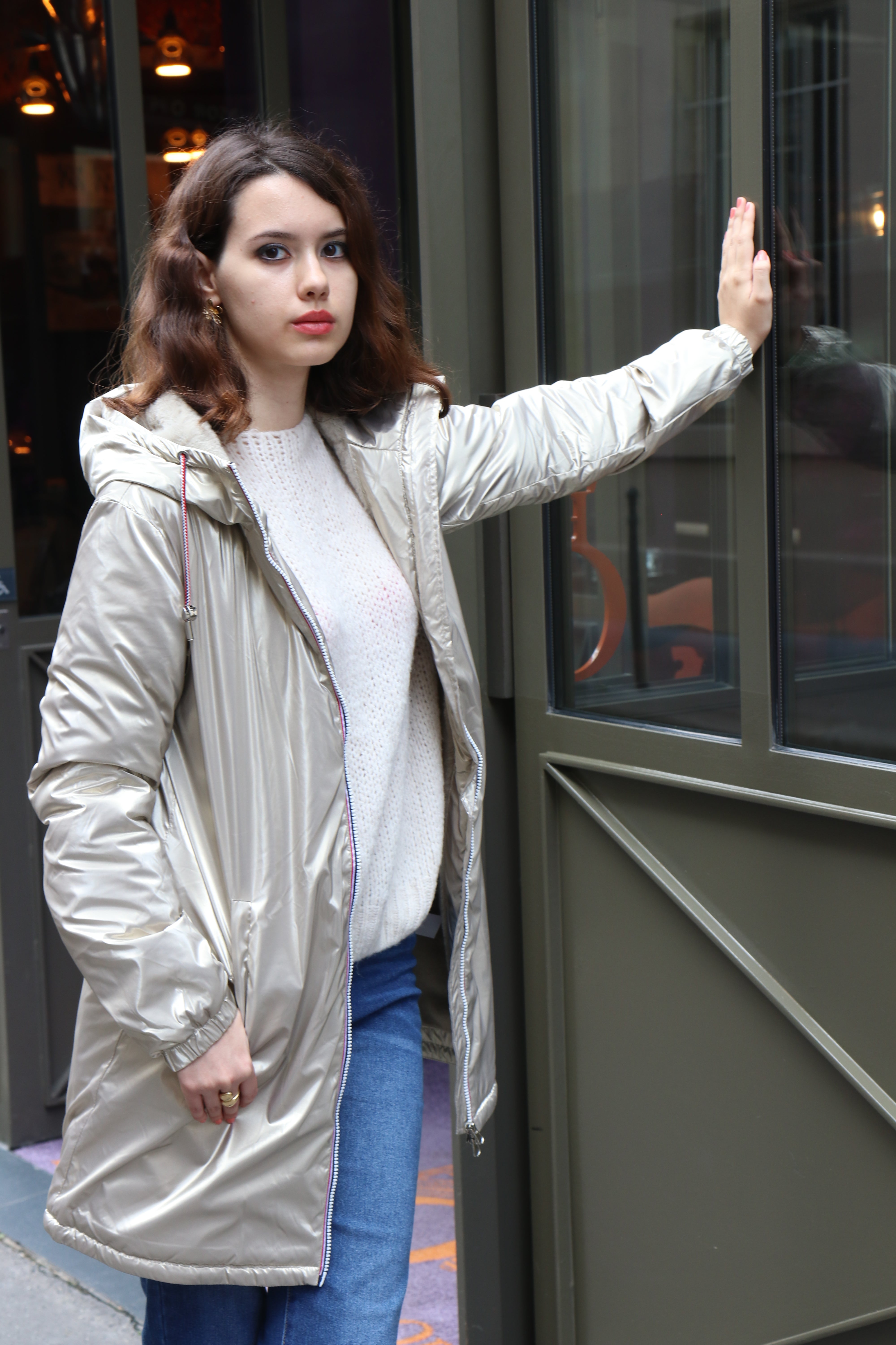 IMPERMEABLE LONG FOURRE AVEC CORDONS