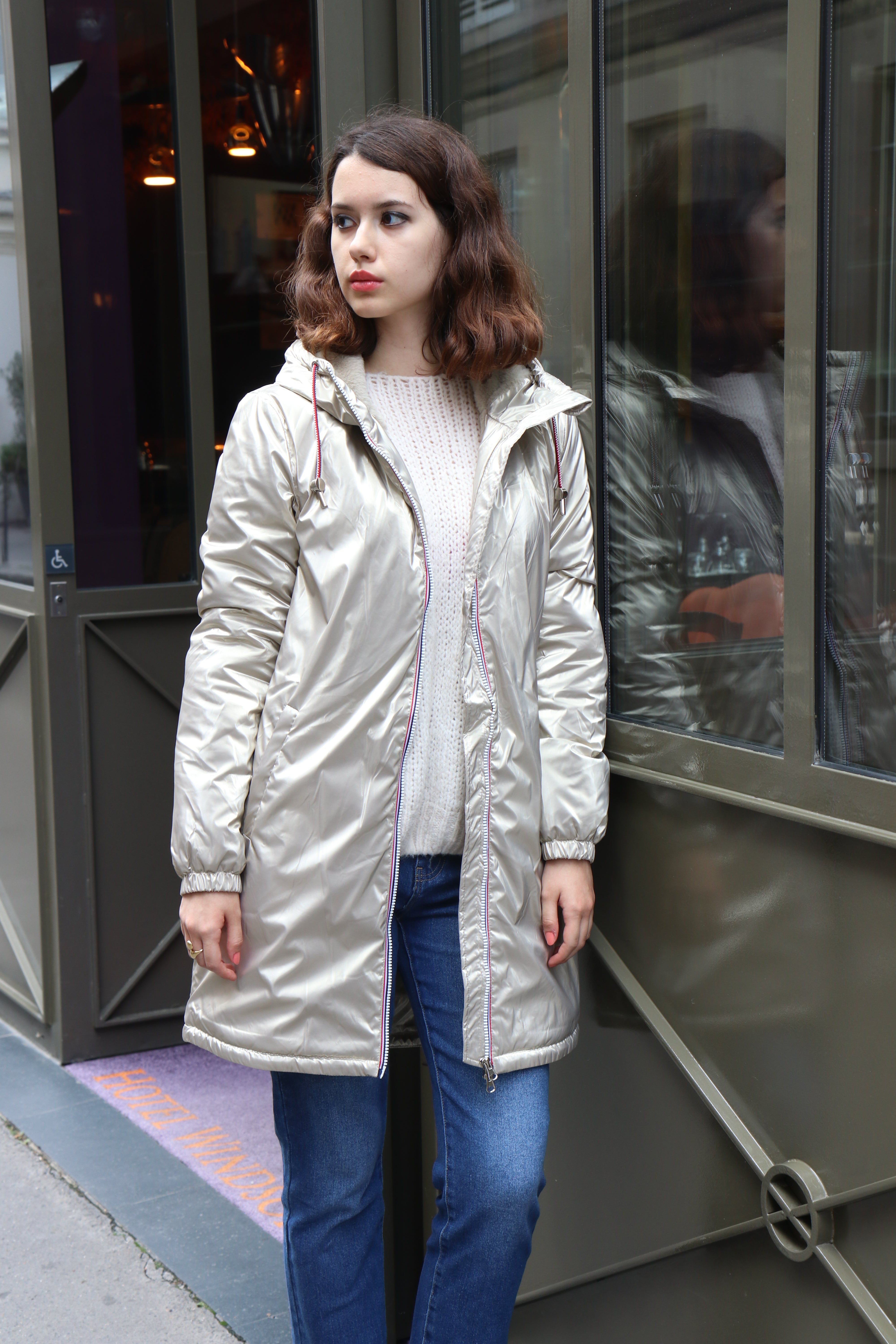 IMPERMEABLE LONG FOURRE AVEC CORDONS
