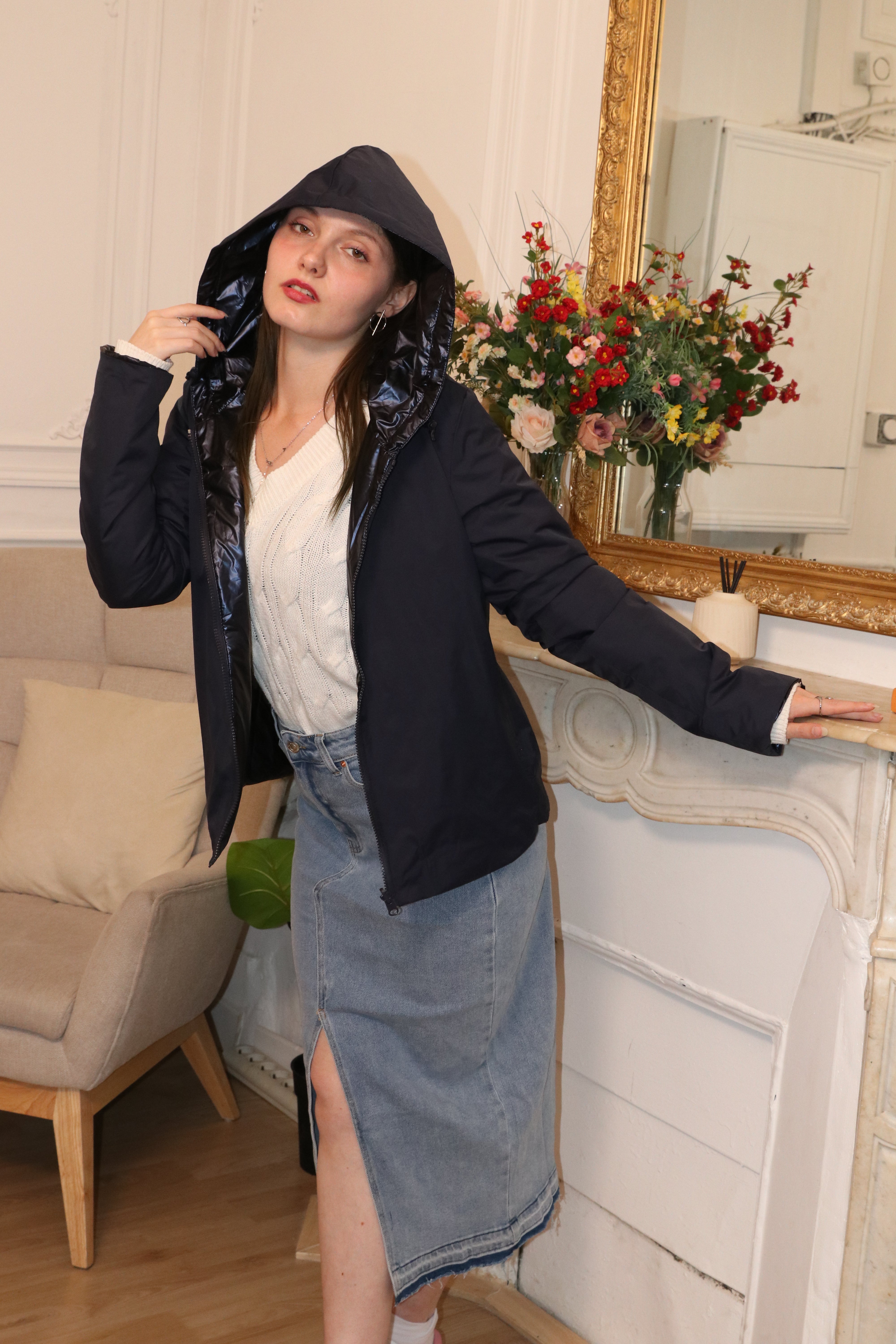 IMPERMEABLE COURT MI SAISON REVERSIBLE BRILLANT LAURA JO