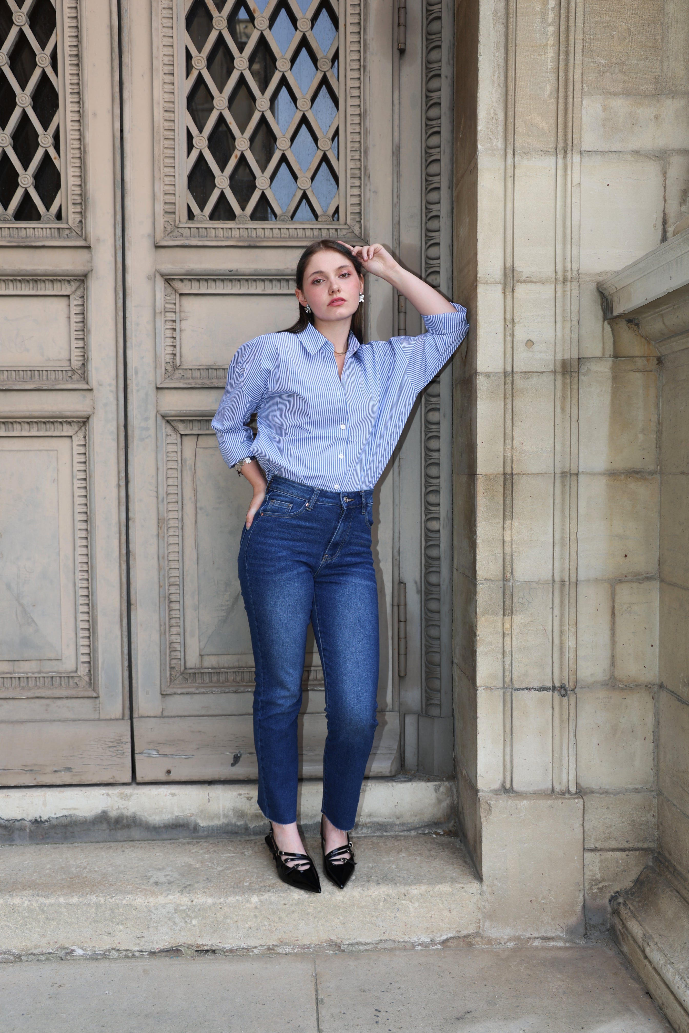 CHEMISE BLEUE RAYEE