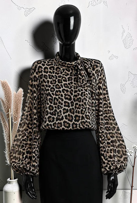 Blouse Manches Fluides Romantique Chic et Tendance avec Doublure en Viscose Noir