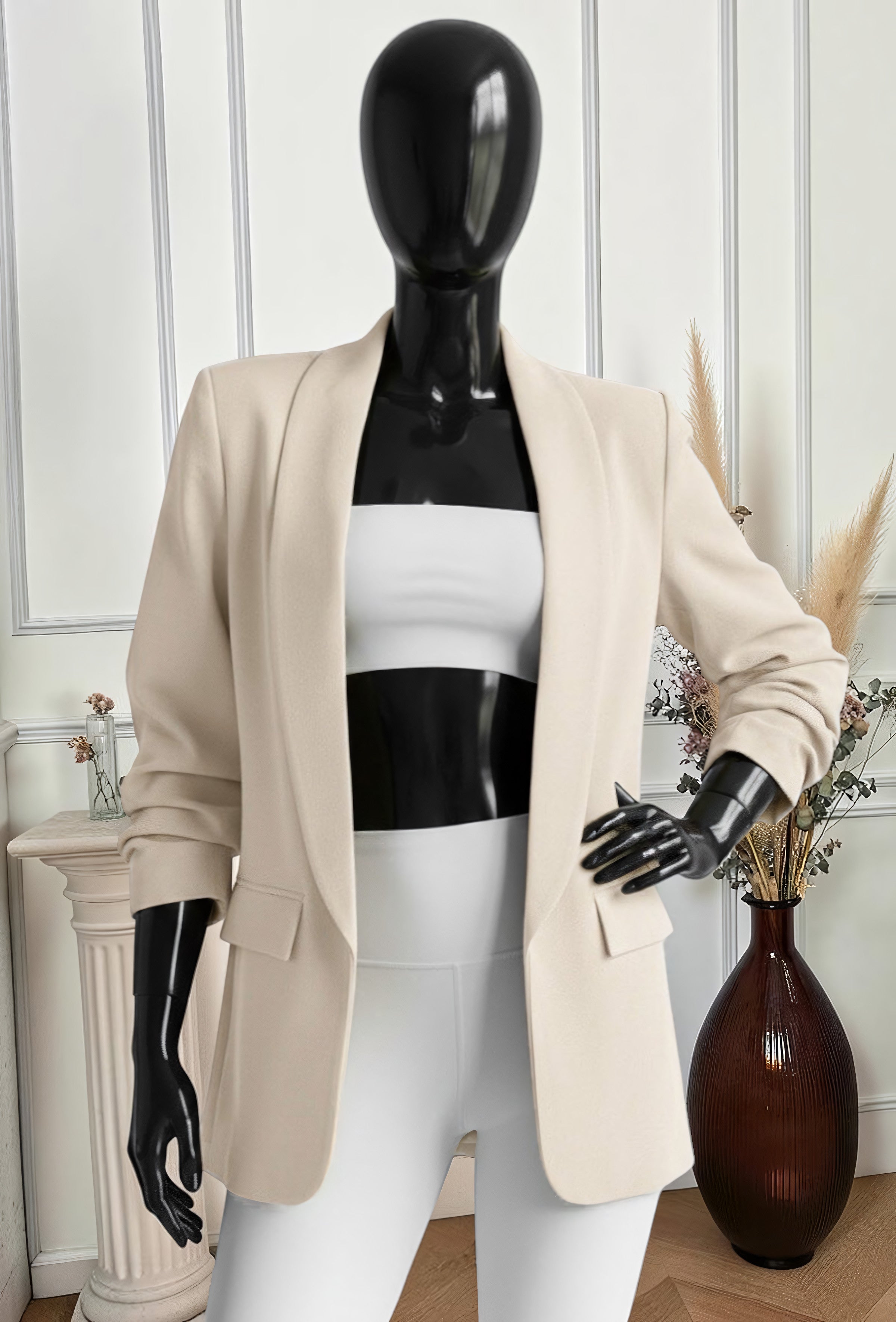 Blazer Beige avec Doublure – La Muse Parisienne – vue 1