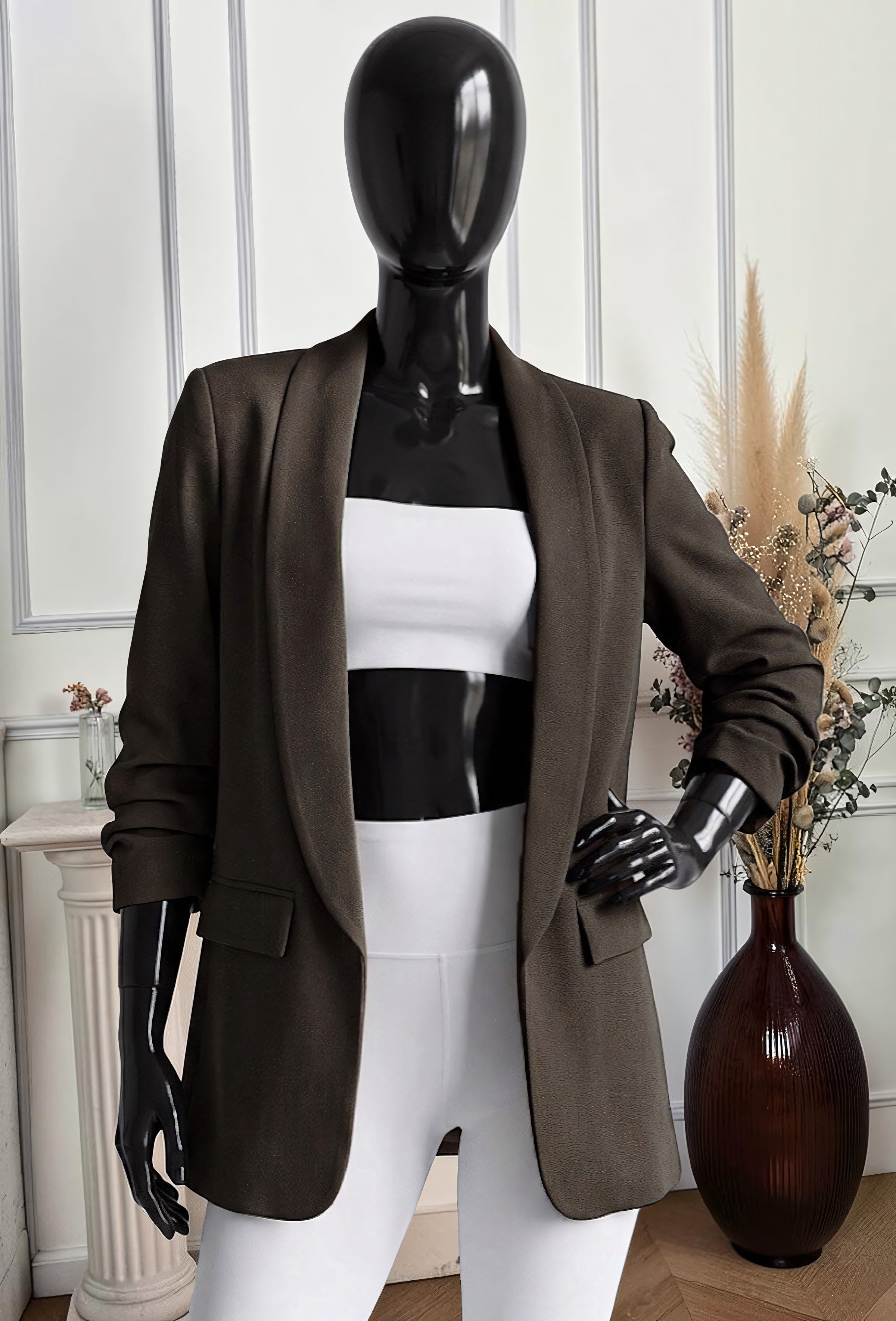 Blazer Marron Foncé avec Doublure – La Muse Parisienne – vue 1