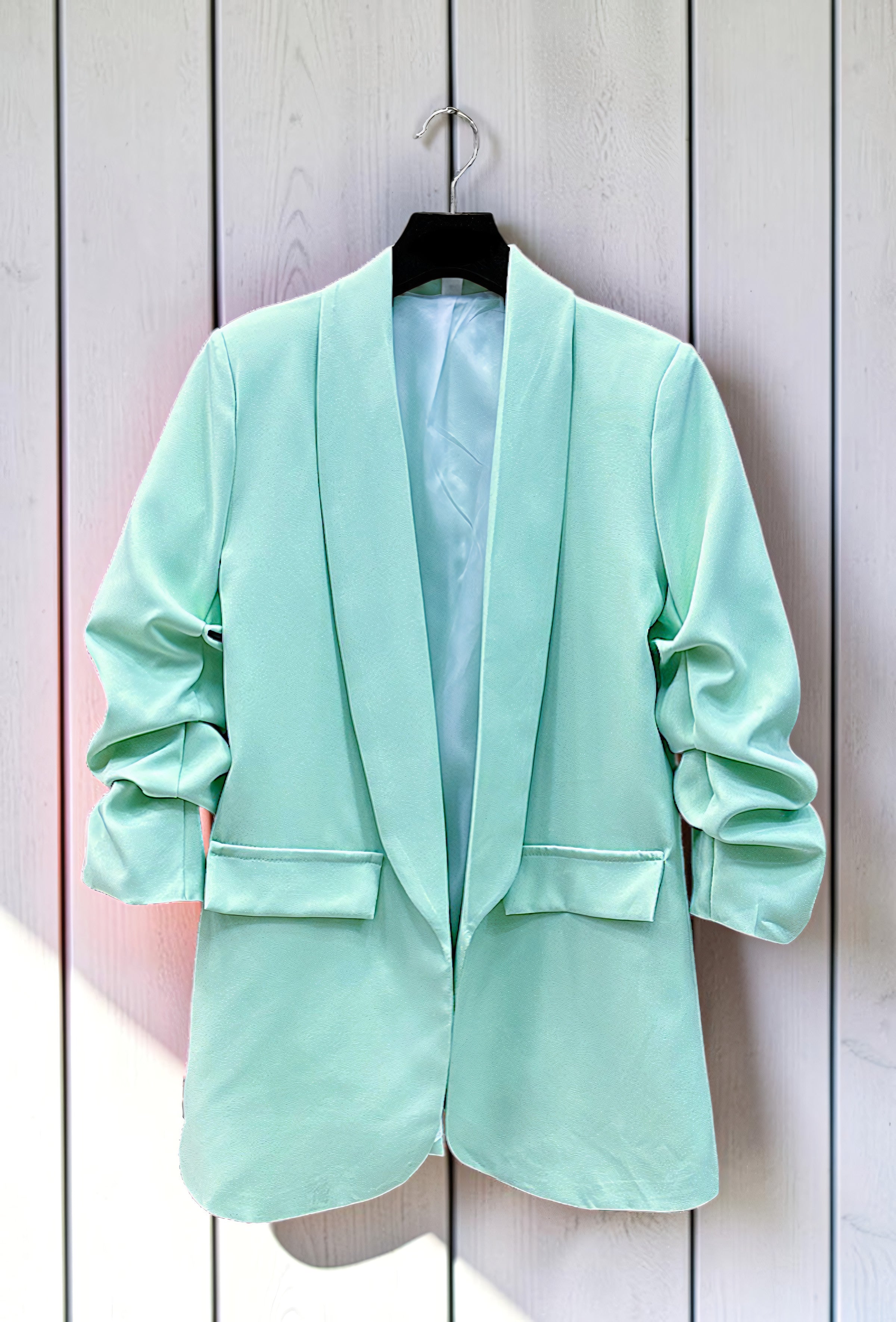Blazer Vert d'Eau avec Doublure – La Muse Parisienne – vue 2