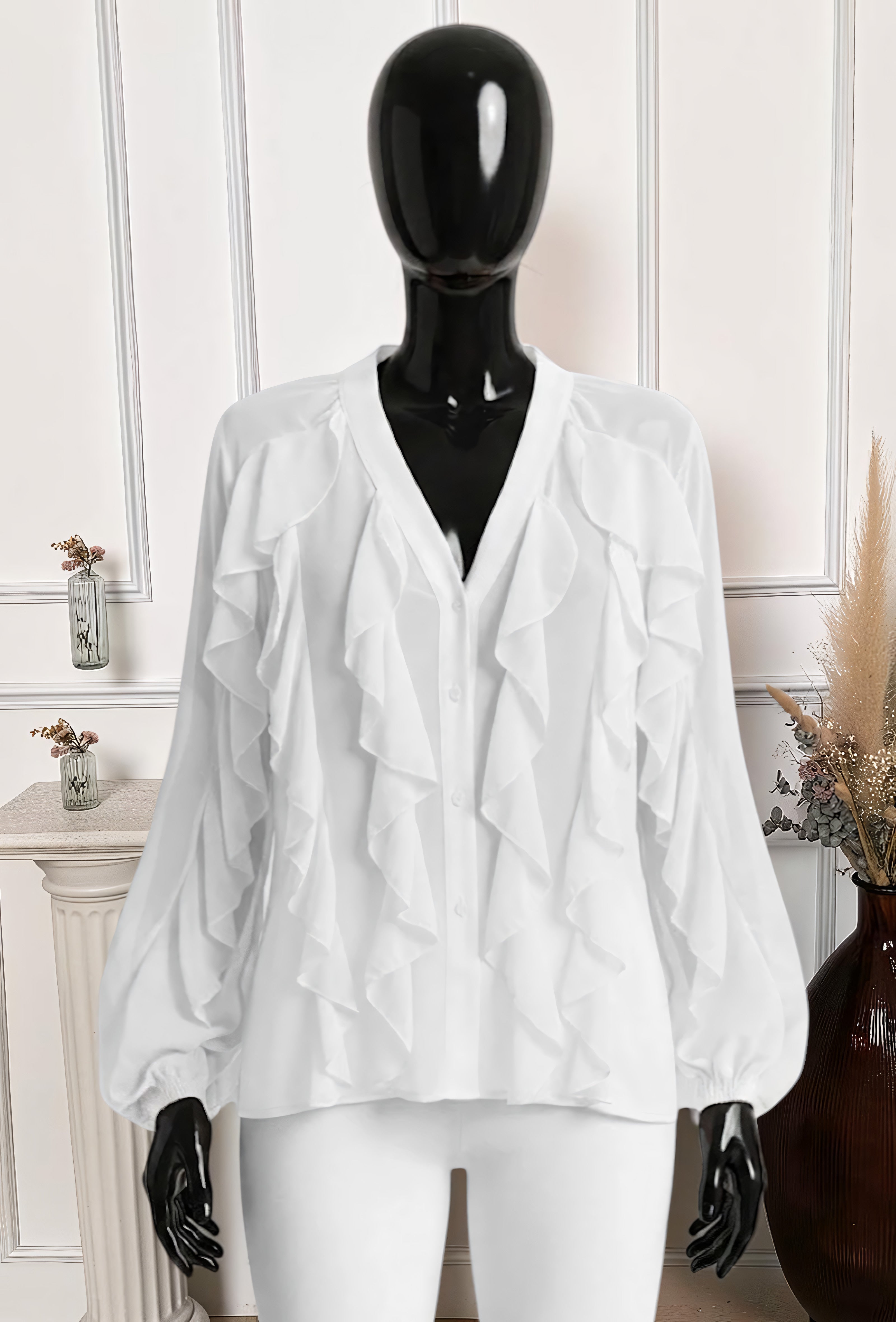 Chemisier Blanc à Volants – La Muse Parisienne – vue 1