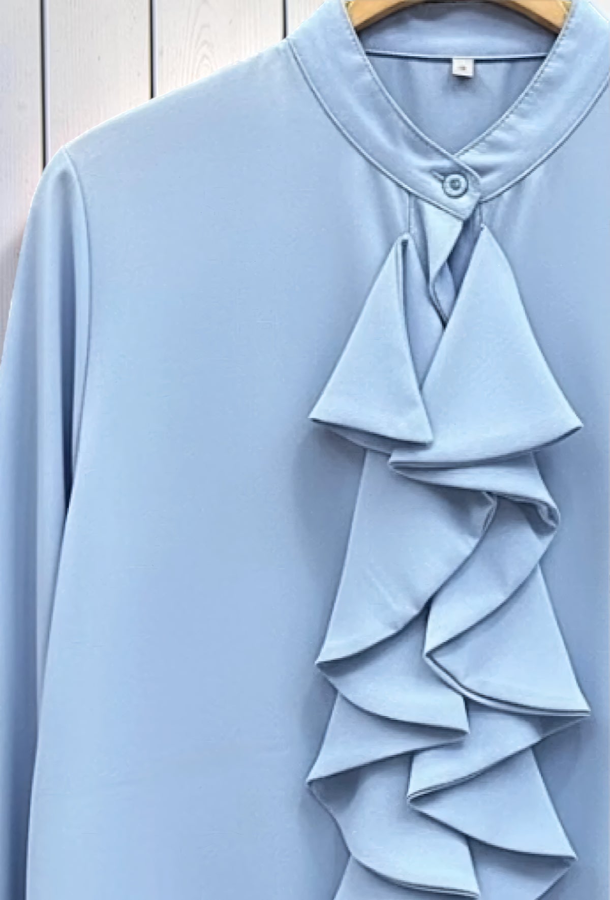 Chemisier Bleu ciel en Voile Épais – La Muse Parisienne – vue 3