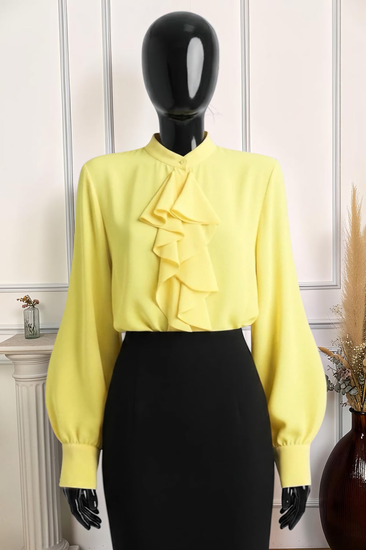 Chemisier Jaune Clair en Voile Épais – La Muse Parisienne – vue 1