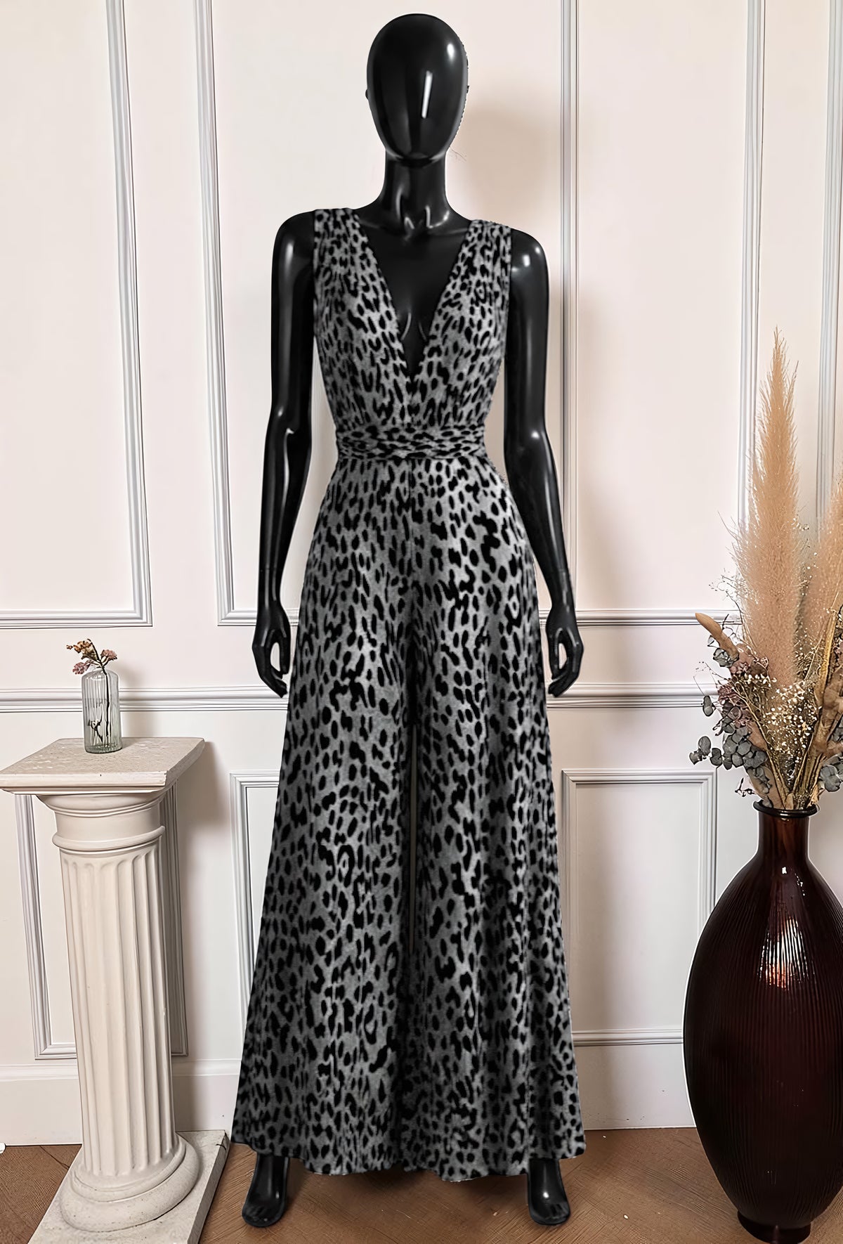 Combinaison Pantalon Léopard — Col V Multi-Positions – La Muse Parisienne