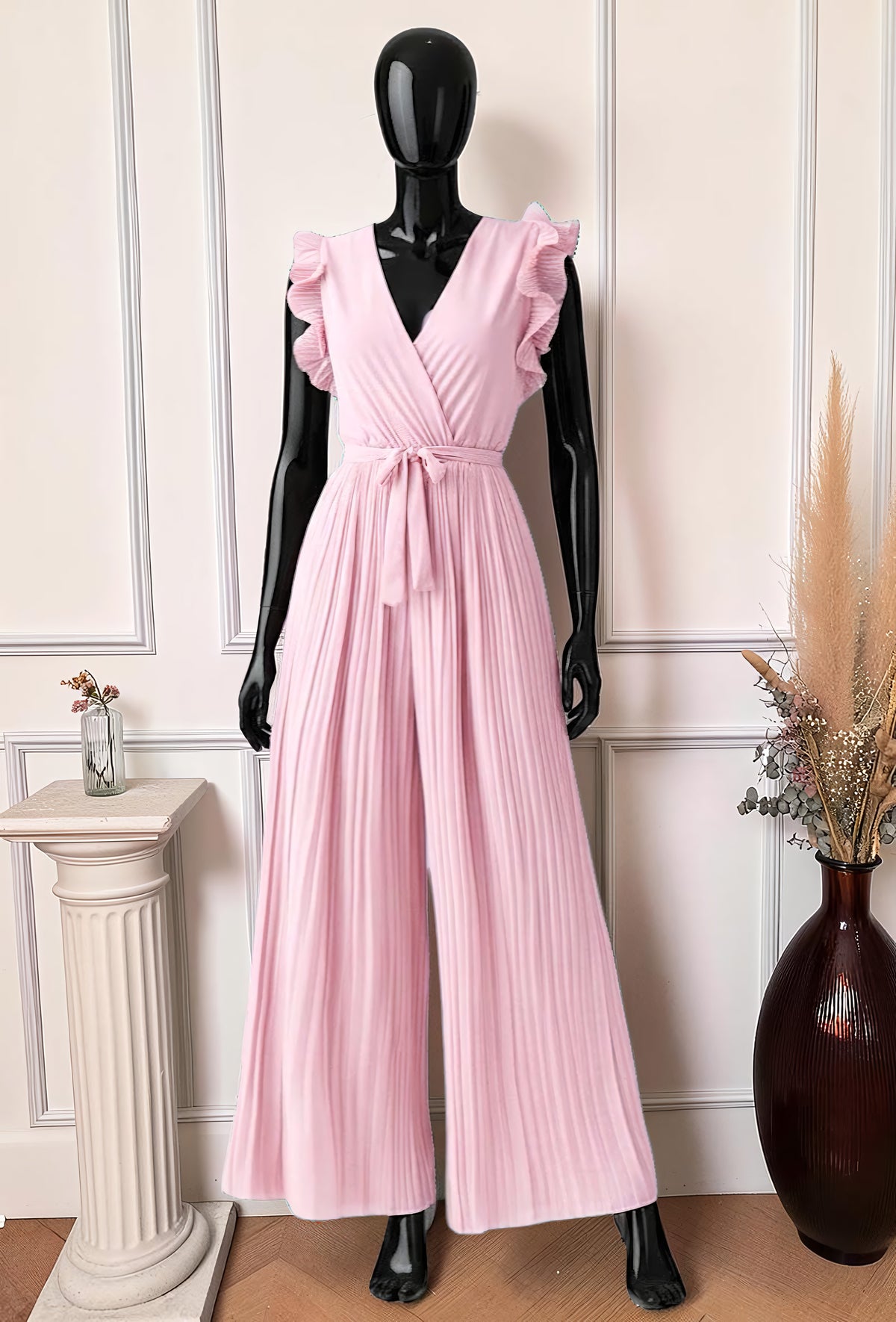 Combinaison Pantalon Blush — Manches Froncées à Volants – La Muse Parisienne