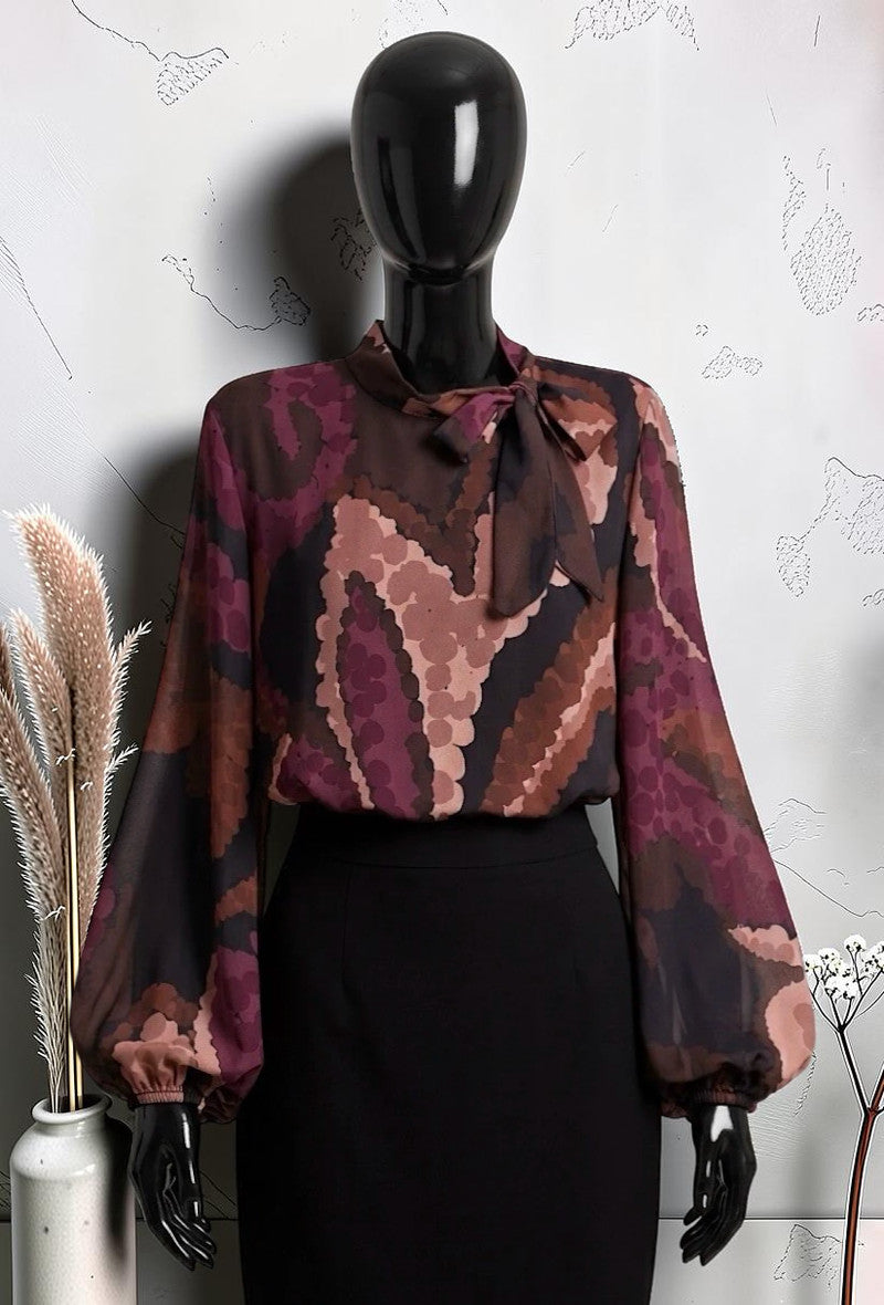 Blouse Manches Fluides Romantique Chic et Tendance avec Doublure en Viscose Noir