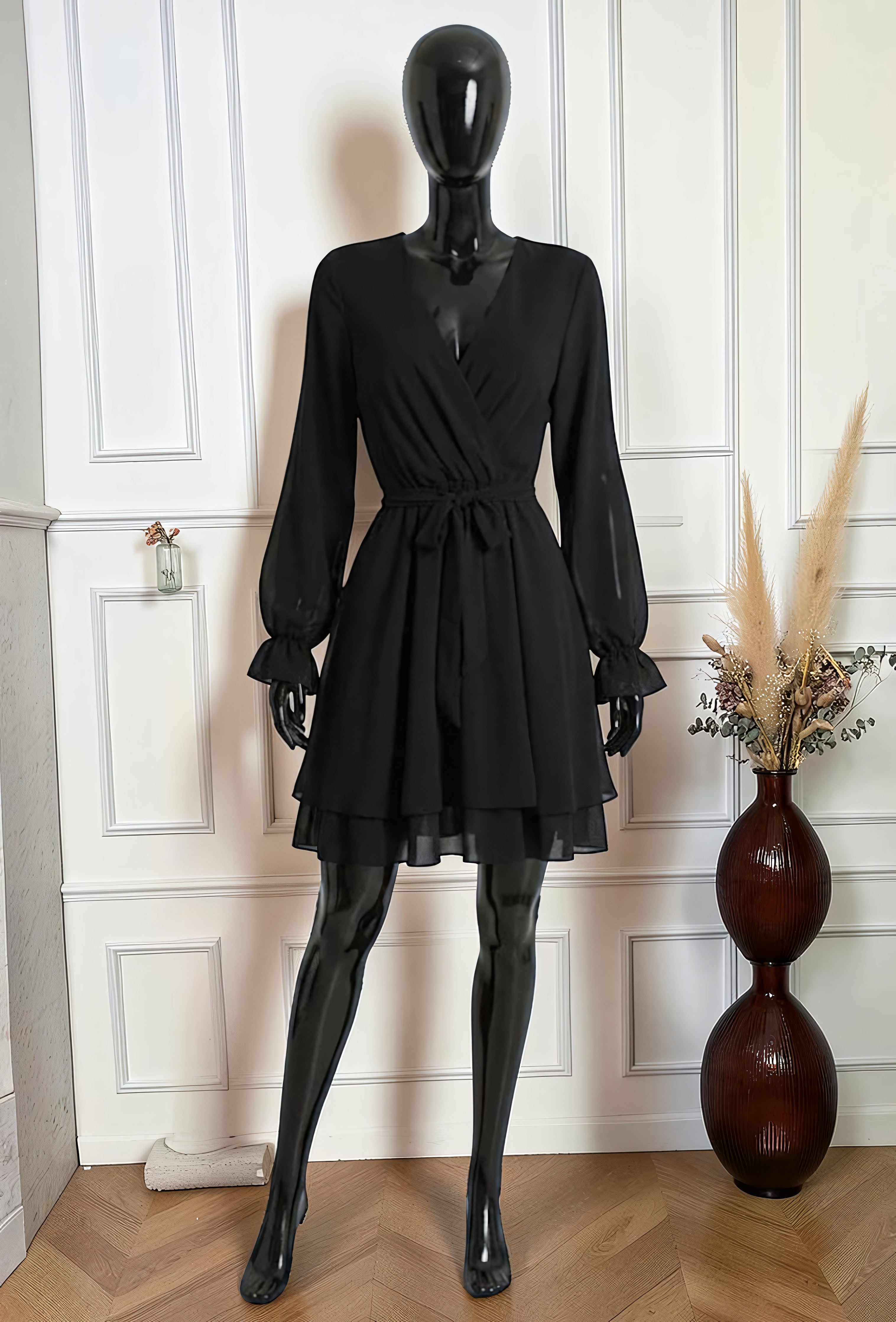 Robe à Double Volant en Voile Fluide – La Muse Parisienne