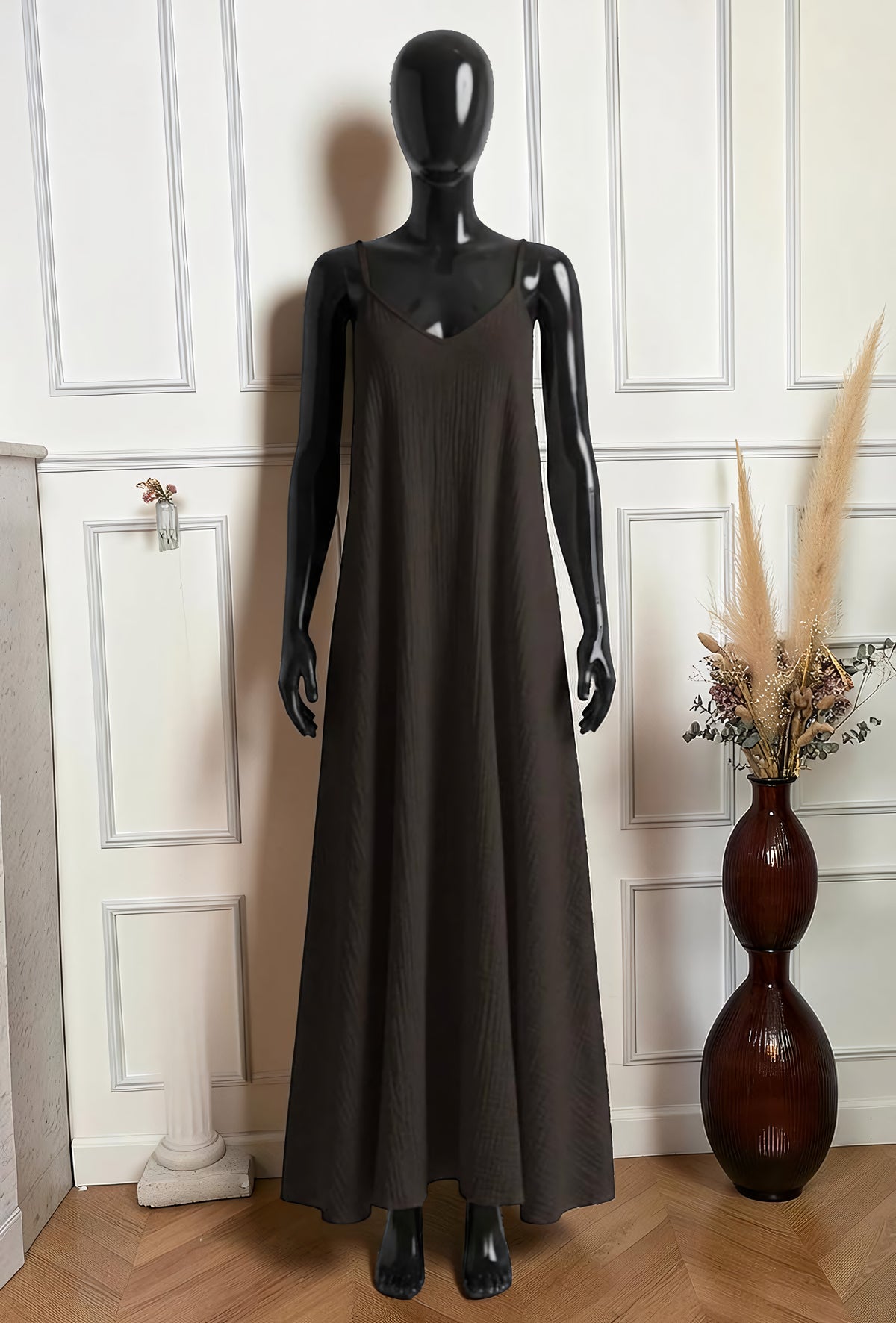 Robe en Gaze de Coton Marron Foncé – La Muse Parisienne