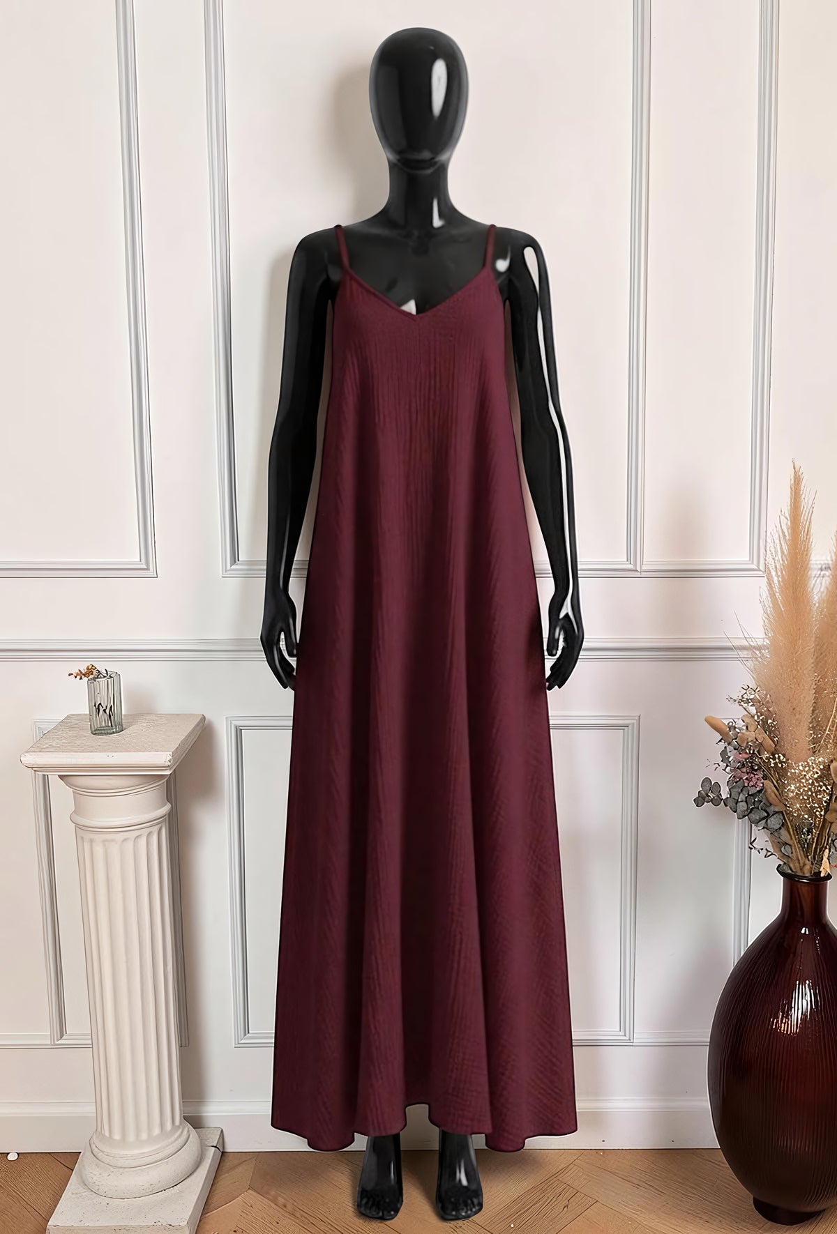 Robe en Gaze de Coton Bordeaux – La Muse Parisienne