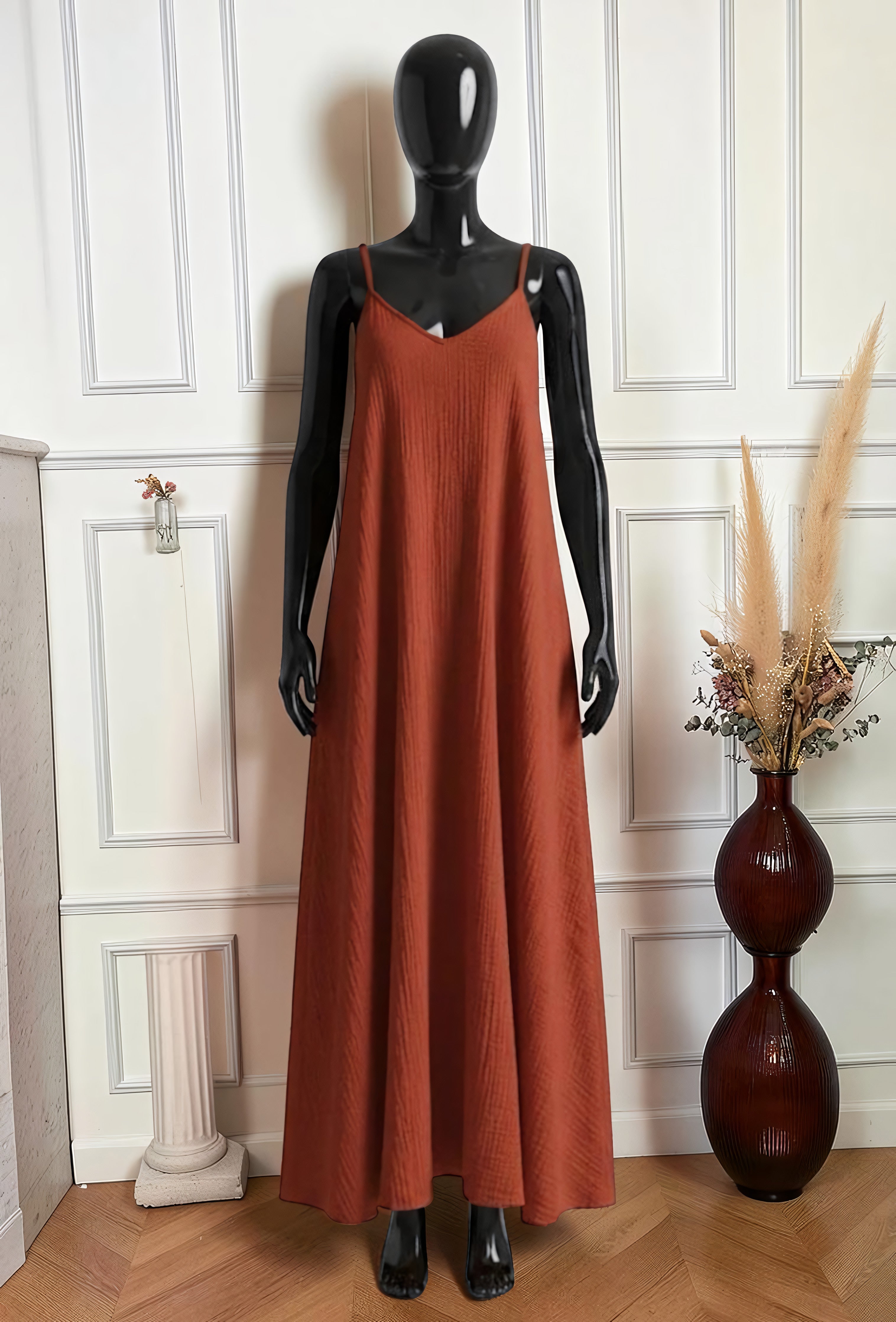 Robe en Gaze de Coton Terracotta – La Muse Parisienne