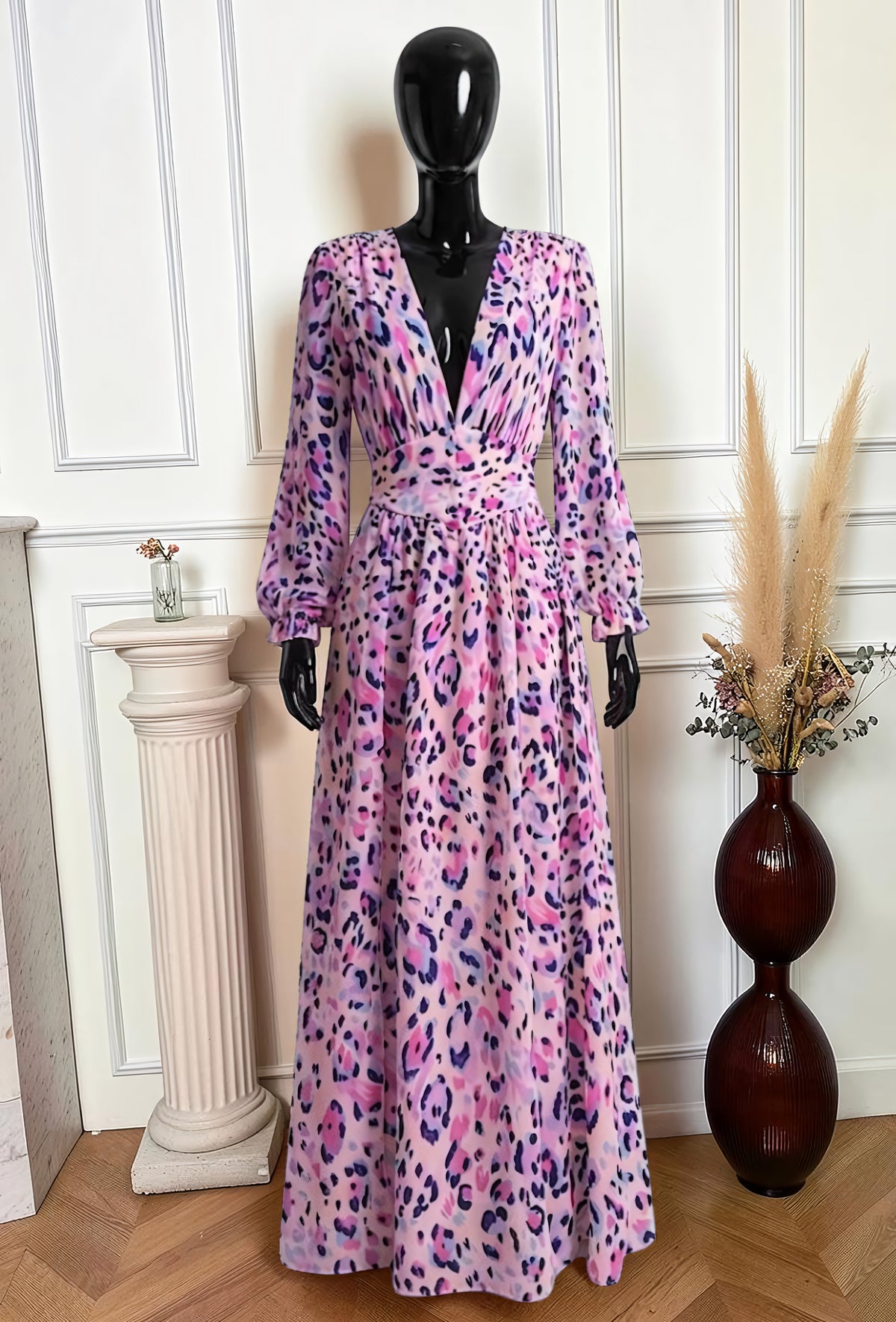 Robe Fendue Imprimé Léopard Rose – La Muse Parisienne