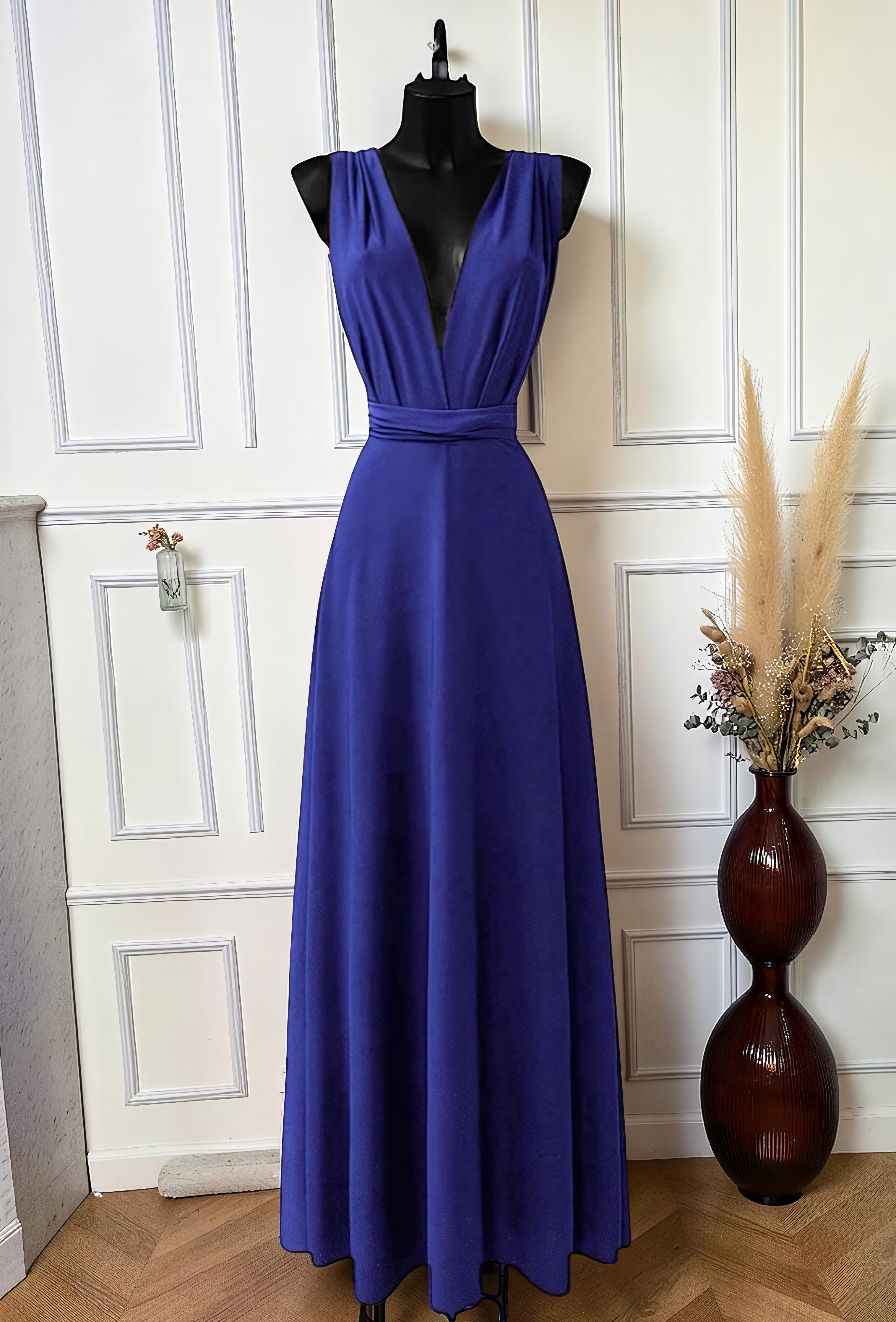 Robe Longue Multi-Positions Bleu Roi – La Muse Parisienne