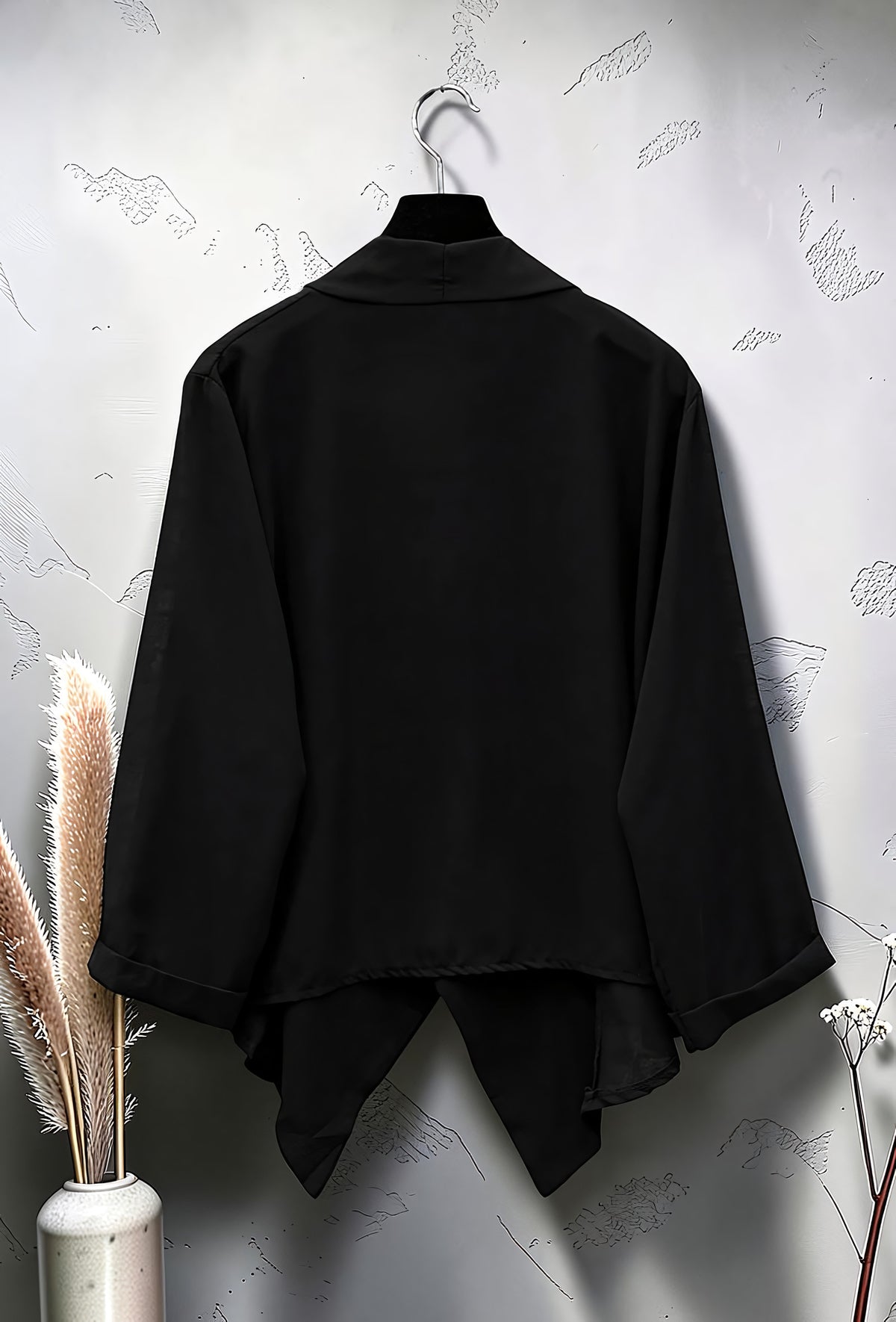 Blouse Ouverte en Voile Tendance Chic et Romantique Noir