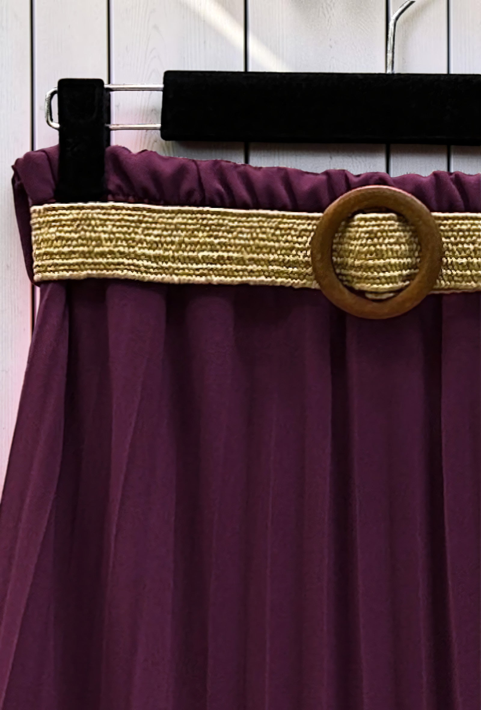 Jupe Plissée Fluide Doublée avec Ceinture Mauve – La Muse Parisienne – vue 4