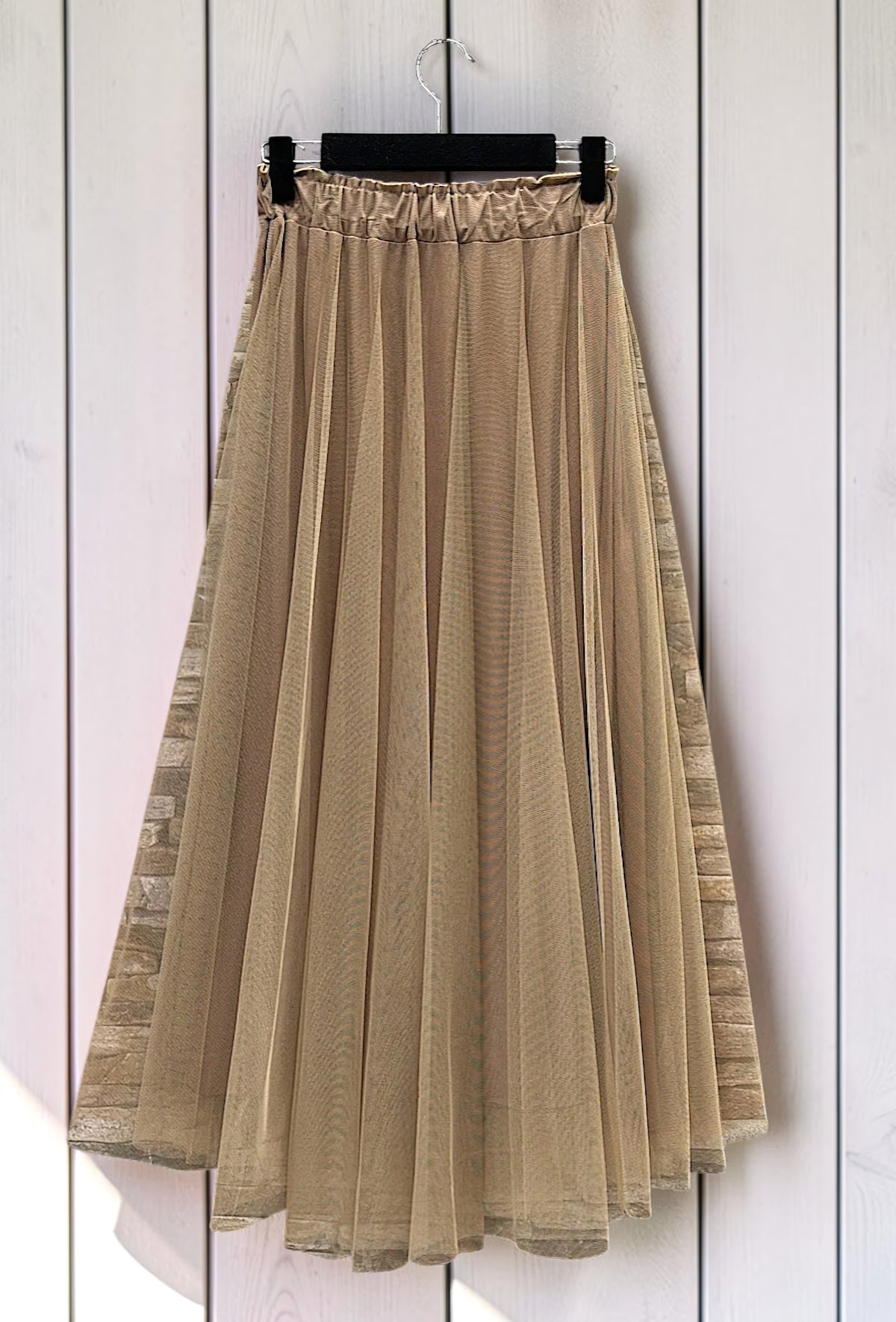 Jupe en Tulle Romantique Doublée Caramel – La Muse Parisienne – vue 2