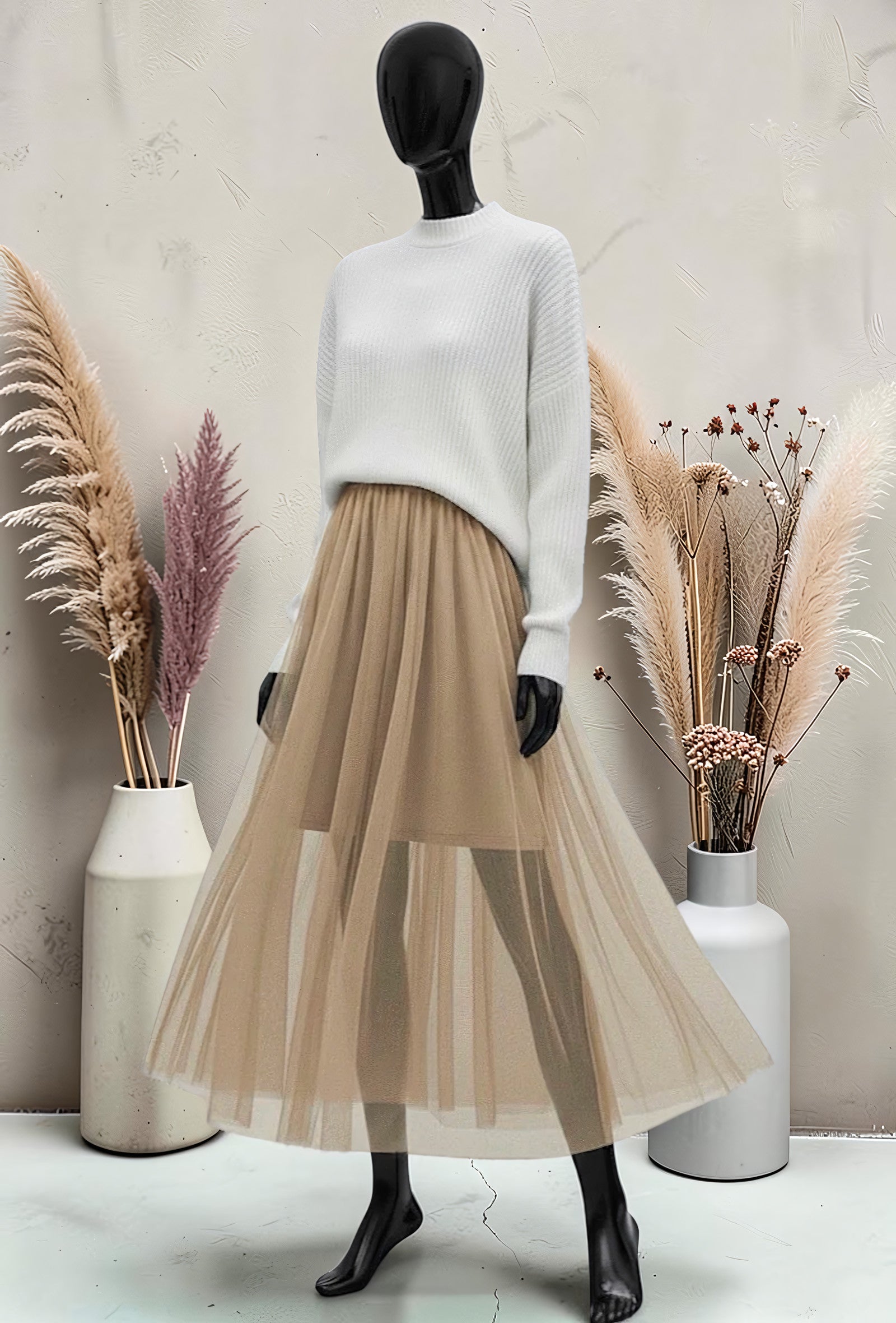 Jupe Courte en Tulle Doublée Caramel – La Muse Parisienne