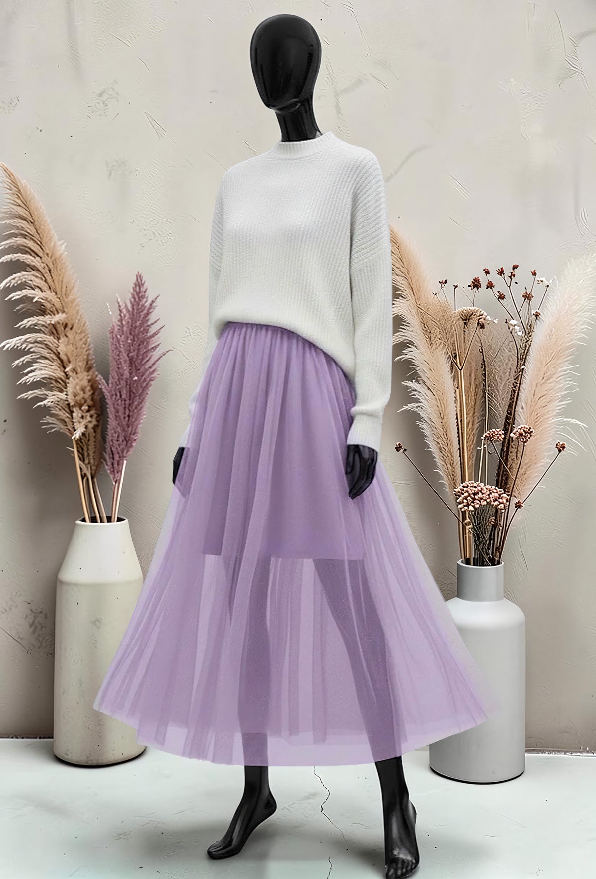 Jupe Courte en Tulle Doublée Lilas – La Muse Parisienne
