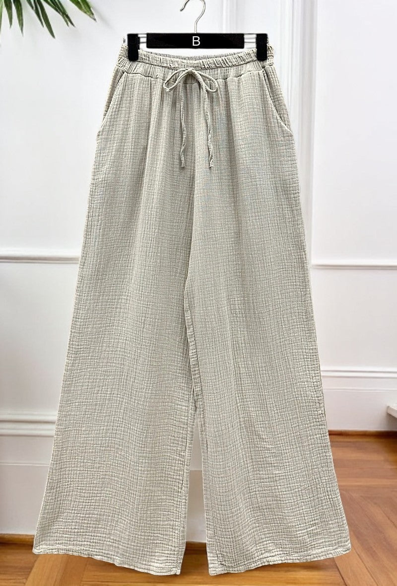 🌟 Nouvelle Collection 2025 : Pantalons en Gaze de Coton à Poches Avant 🌟