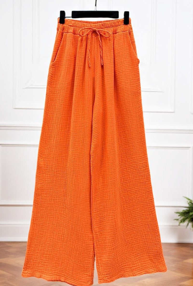 🌟 Nouvelle Collection 2025 : Pantalons en Gaze de Coton à Poches Avant 🌟