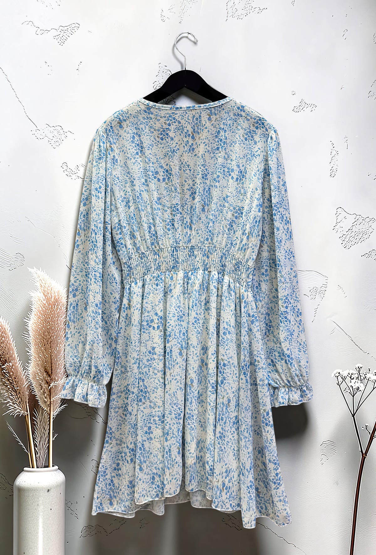 Robe Imprimée Boutonnée Manches Longues Bleu Ciel – La Muse Parisienne – vue 2