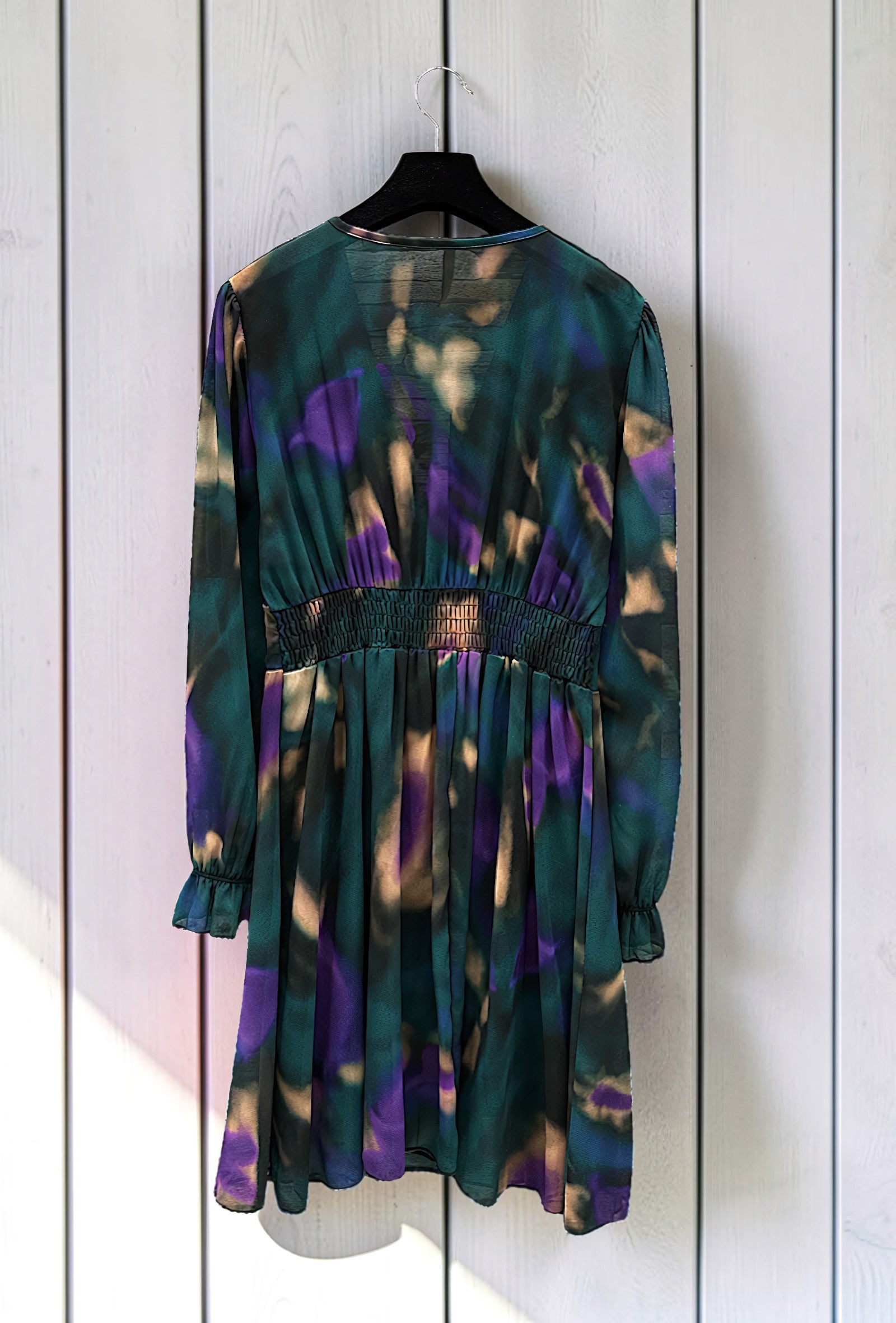 Robe Imprimée Boutonnée Manches Longues Vert Sapin – La Muse Parisienne – vue 3