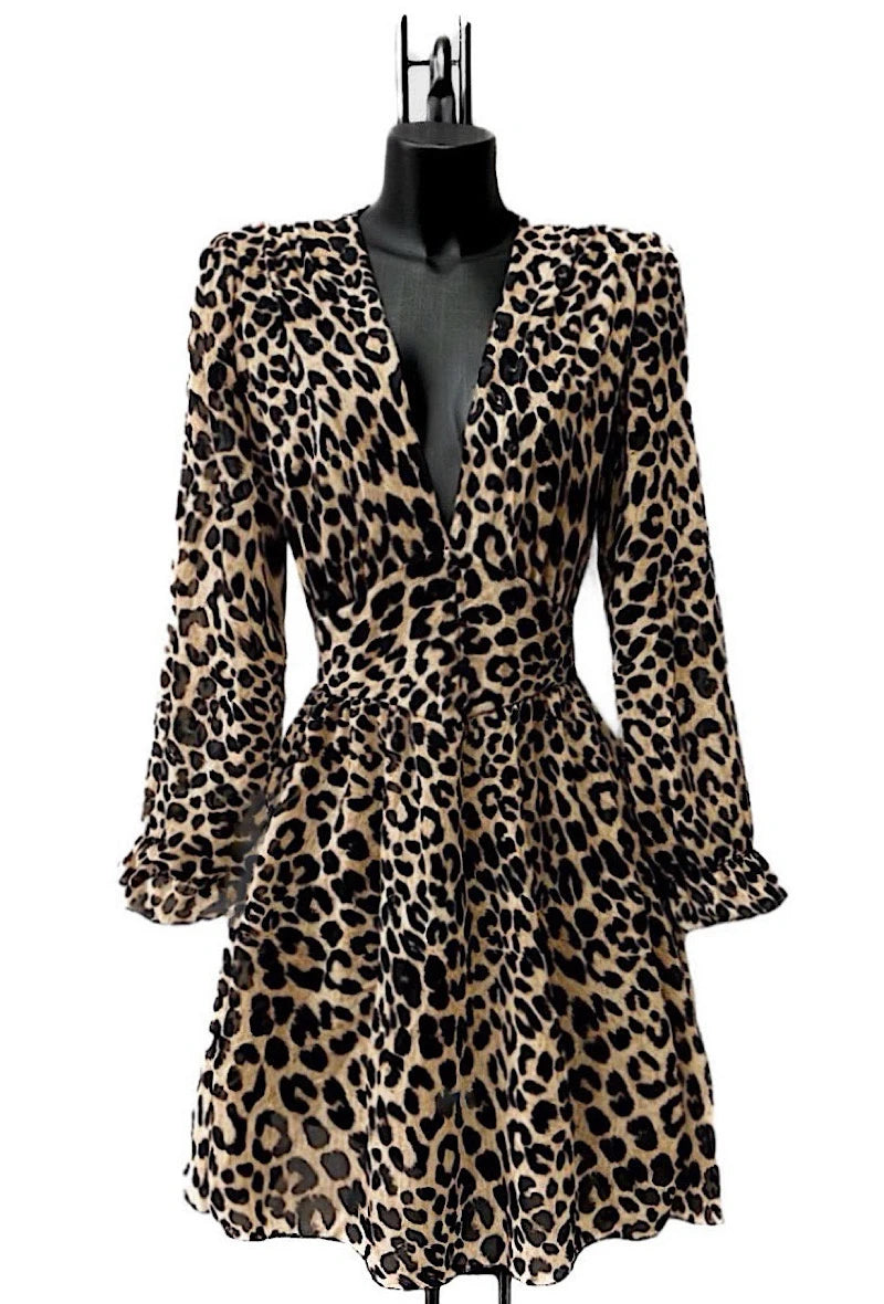 🌟 Nouvelle Collection : Robe courte léopard à Doublure en Viscose 🌟