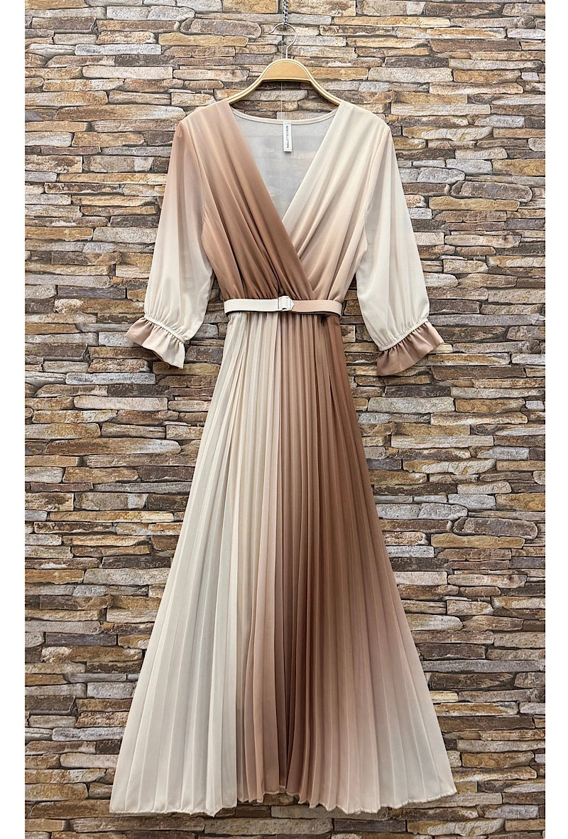 Robe Croisée Plissée Fluide — Doublure en Viscose | Collection 2026