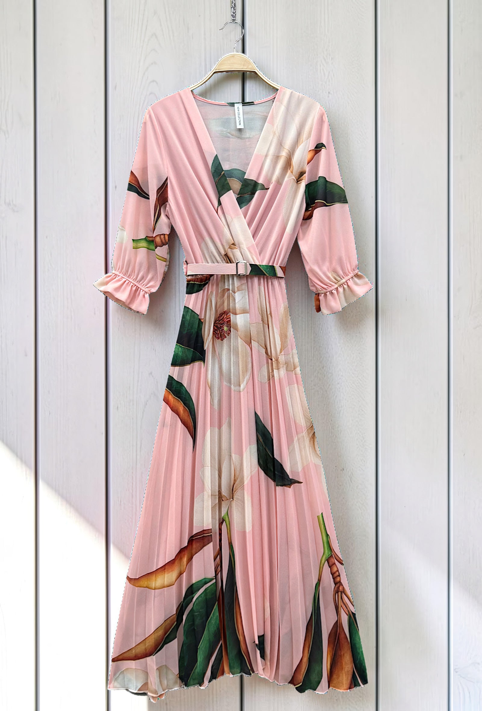 Robe Plissée avec Ceinture Blush – La Muse Parisienne – vue 3