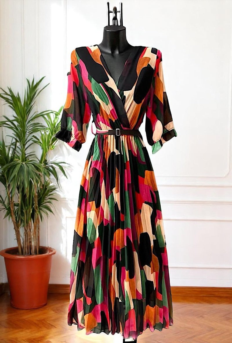 🌟 Nouvelle Collection 2025 : Robes Croisées Plissées Fluides à Doublure en Viscose 🌟