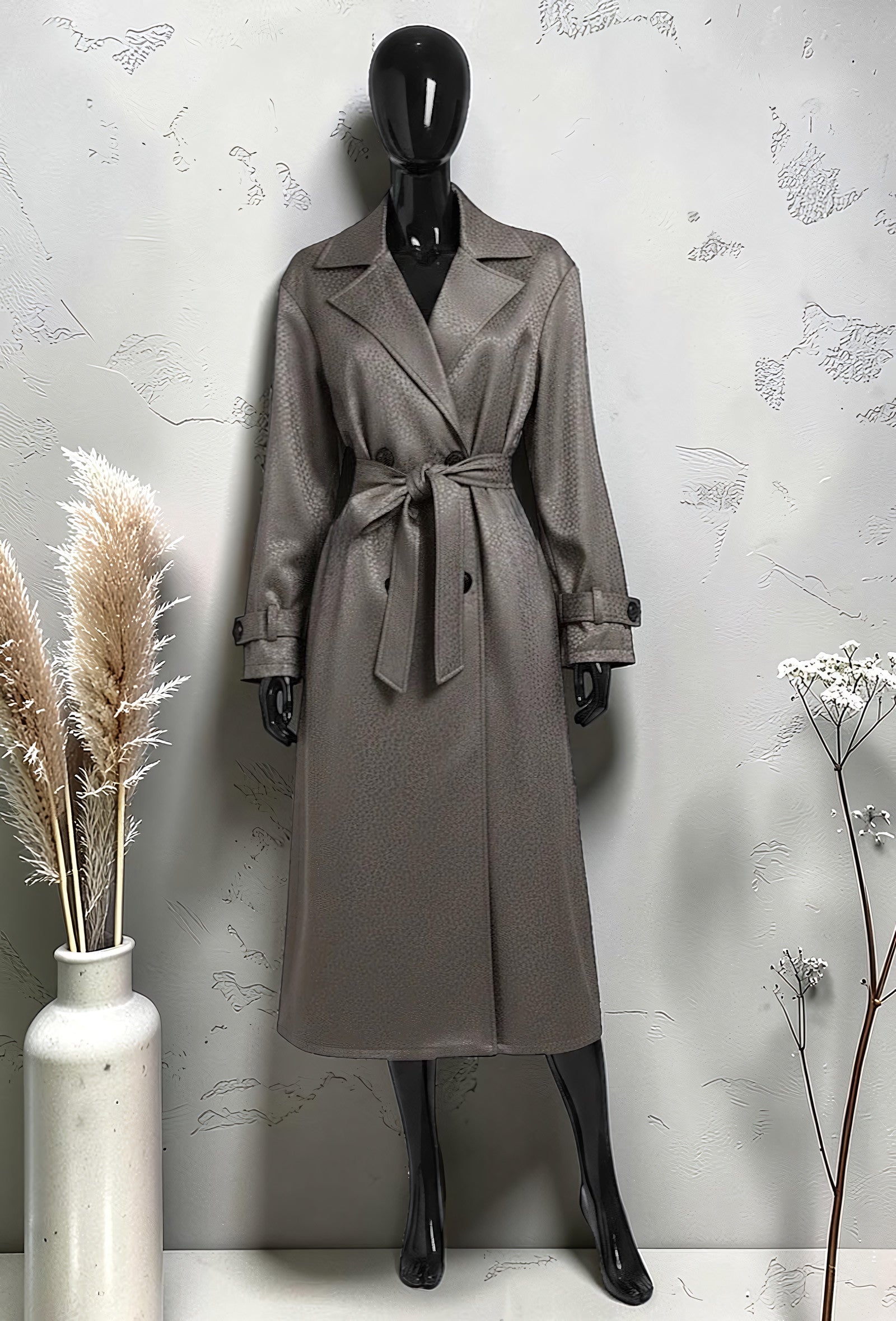 Trench Chic Ceinturé à Poches Taupe – La Muse Parisienne – vue 1