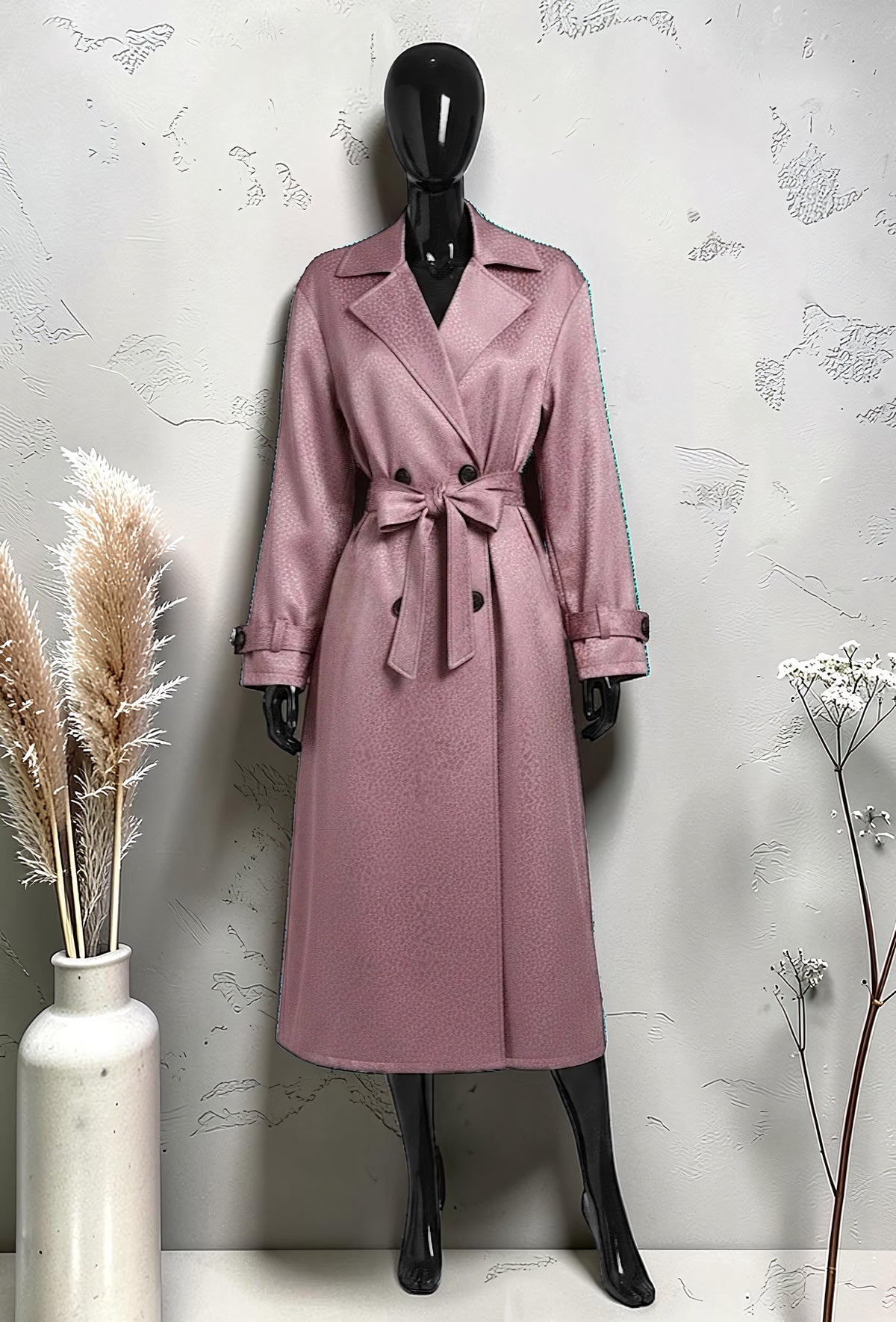 Trench Chic Ceinturé à Poches Vieux Rose – La Muse Parisienne – vue 1