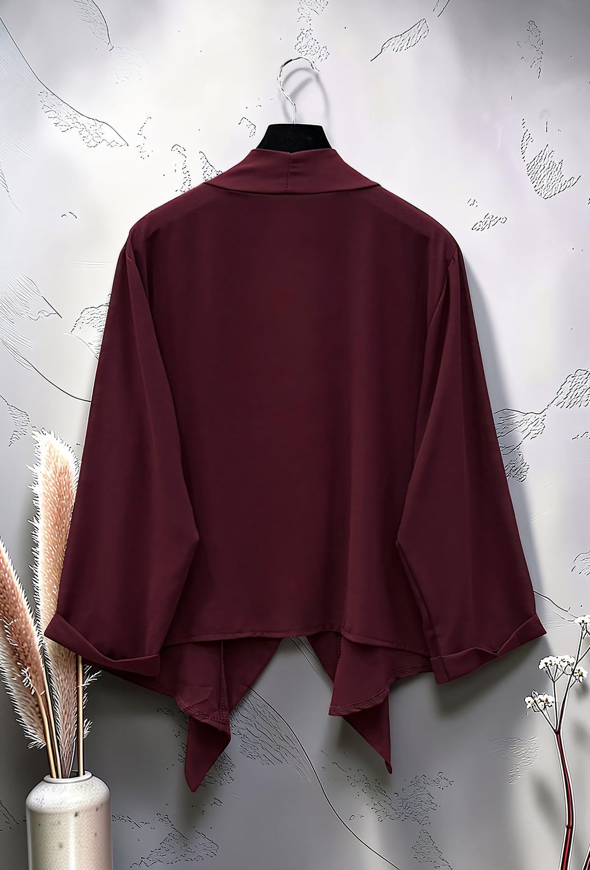 Blouse Ouverte en Voile Tendance Chic et Romantique Bordeaux