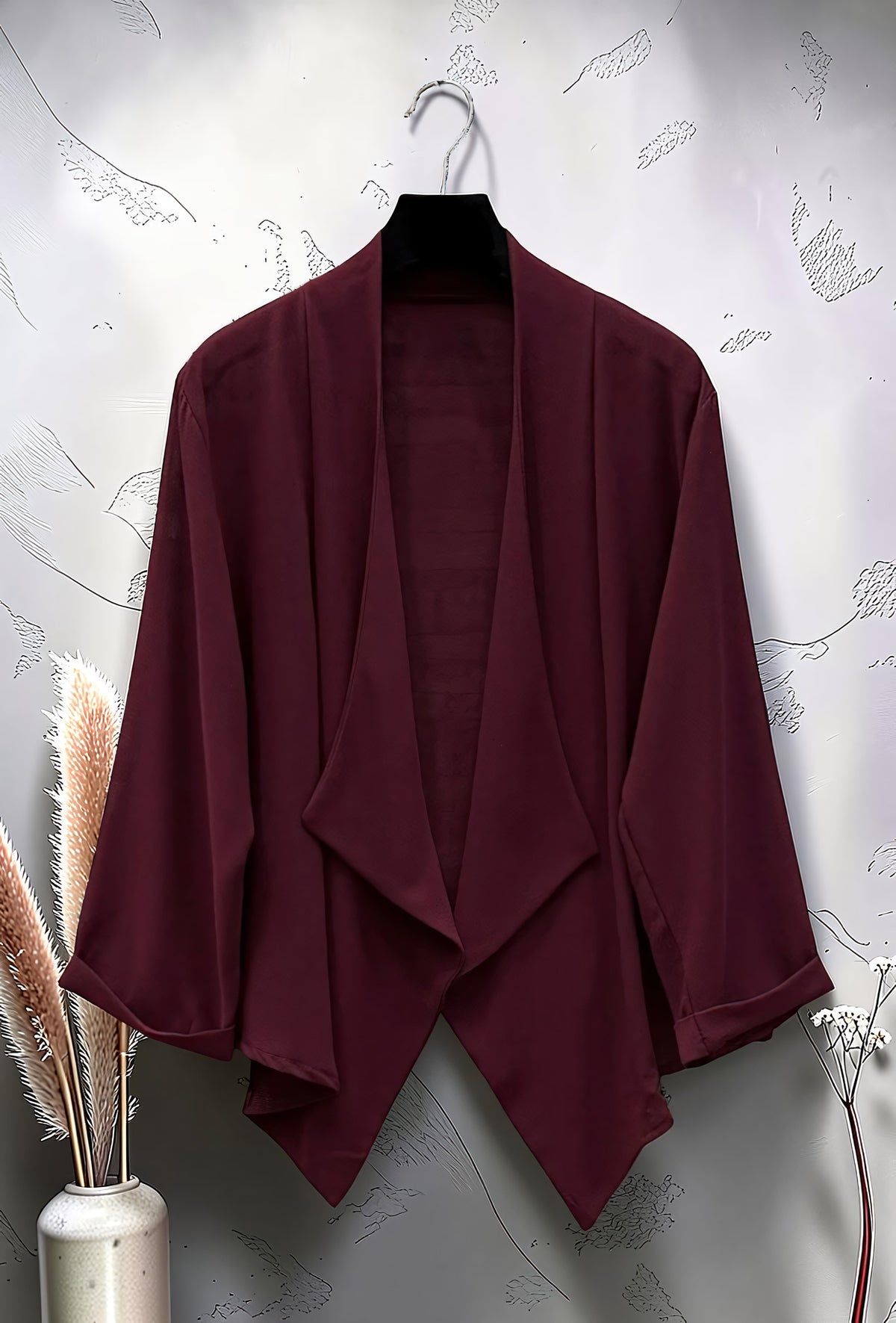 Blouse Ouverte en Voile Tendance Chic et Romantique Bordeaux