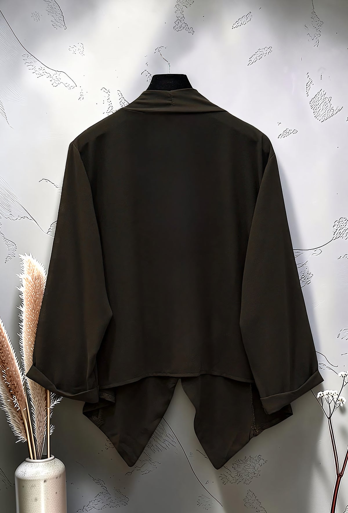Blouse Ouverte en Voile Tendance Chic et Romantique Marron Foncé