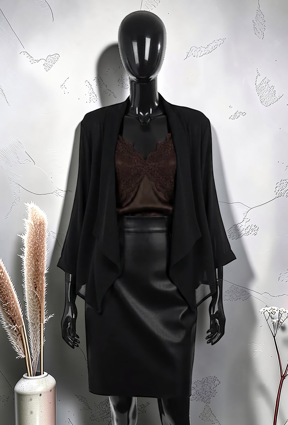 Blouse Ouverte en Voile Tendance Chic et Romantique Noir