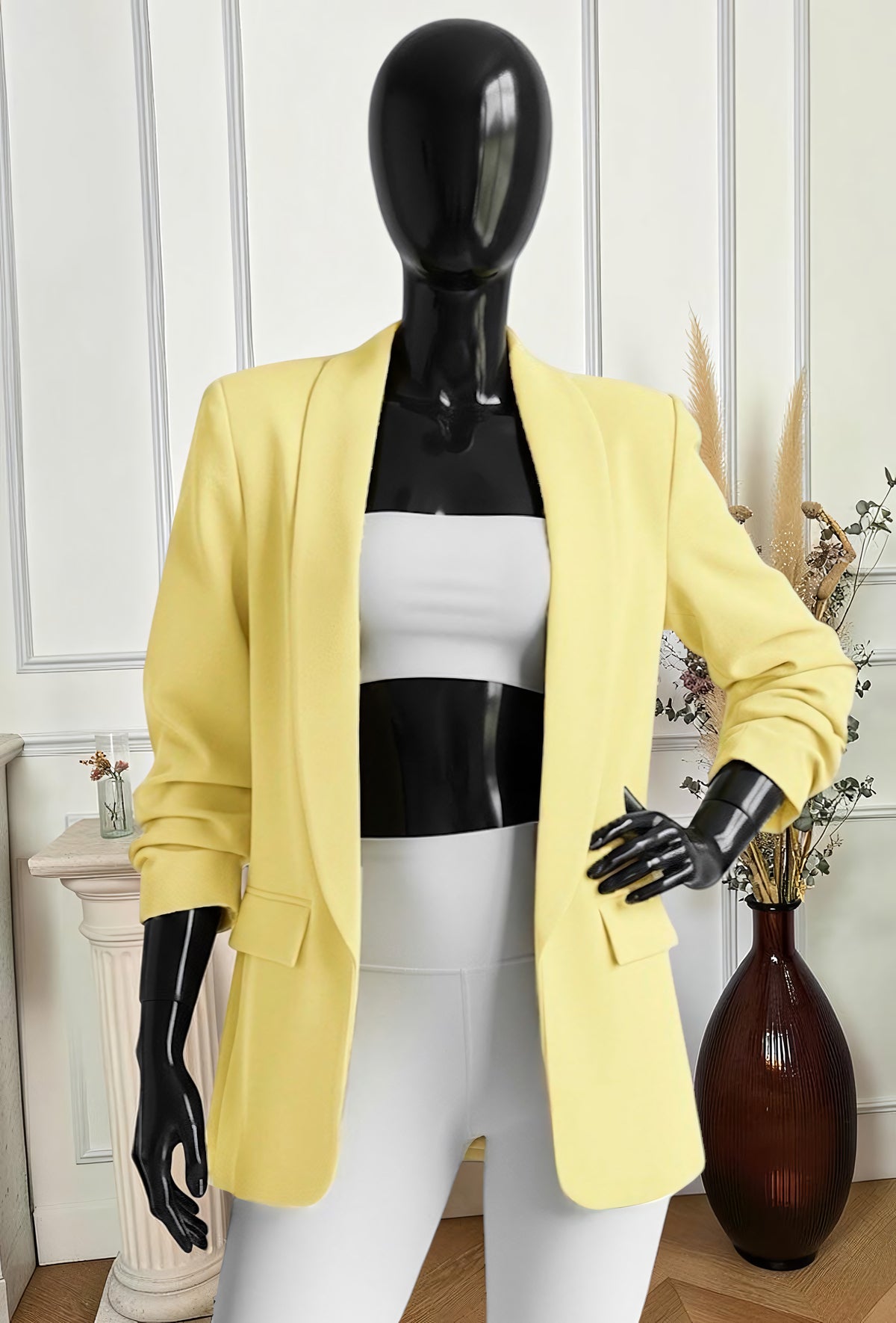 Blazer Jaune Clair avec Doublure – La Muse Parisienne – vue 1