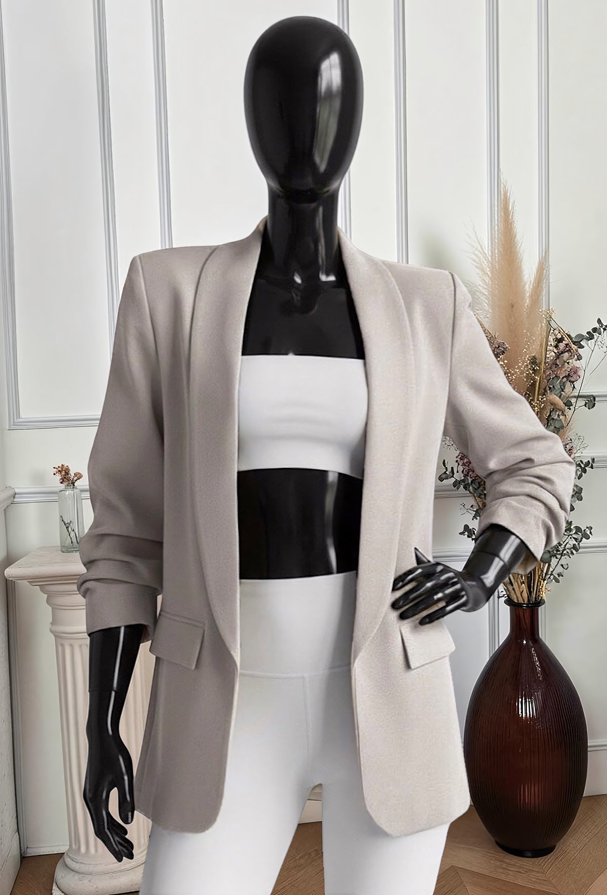 Blazer Taupe avec Doublure – La Muse Parisienne – vue 1