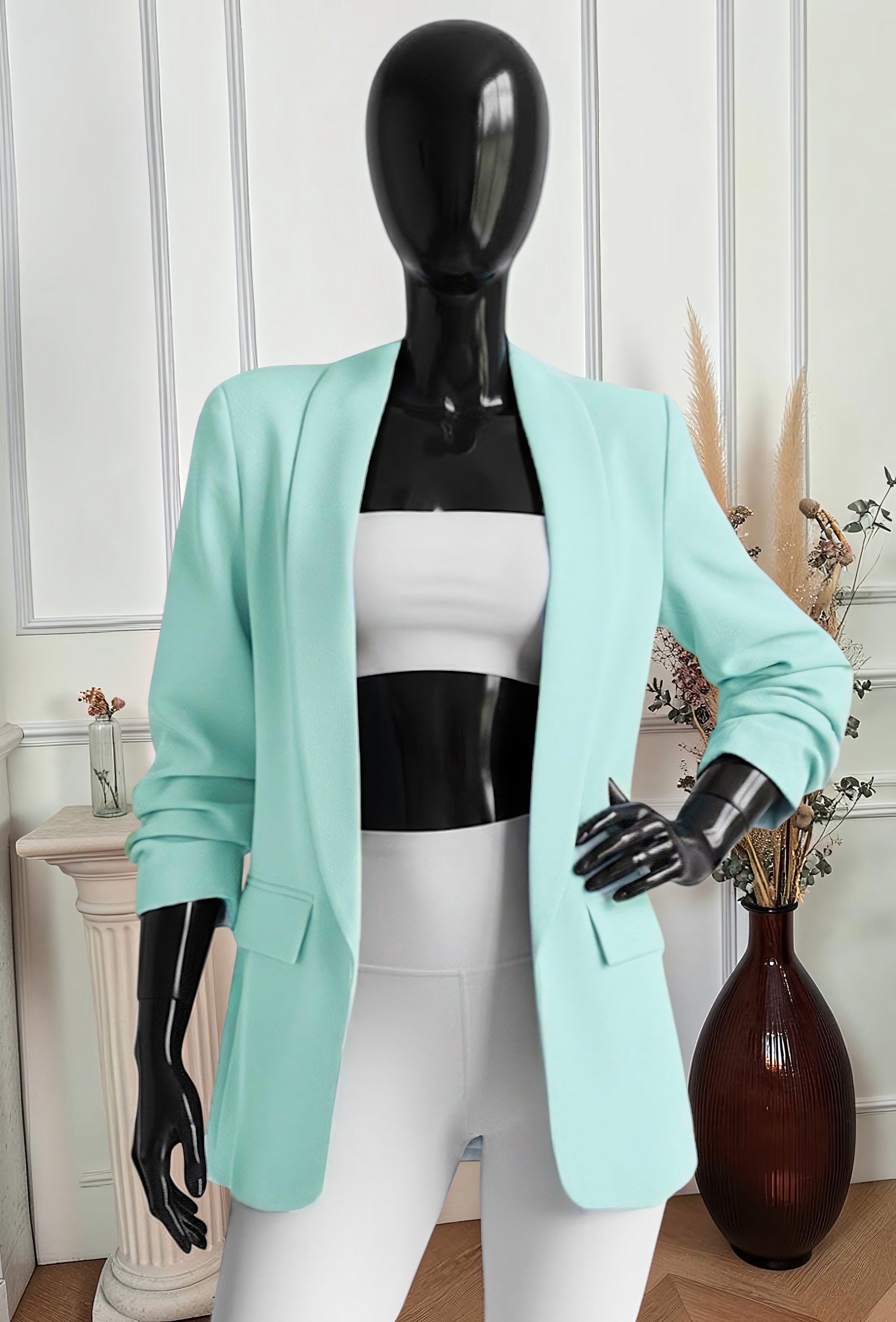 Blazer Vert d'Eau avec Doublure – La Muse Parisienne – vue 1