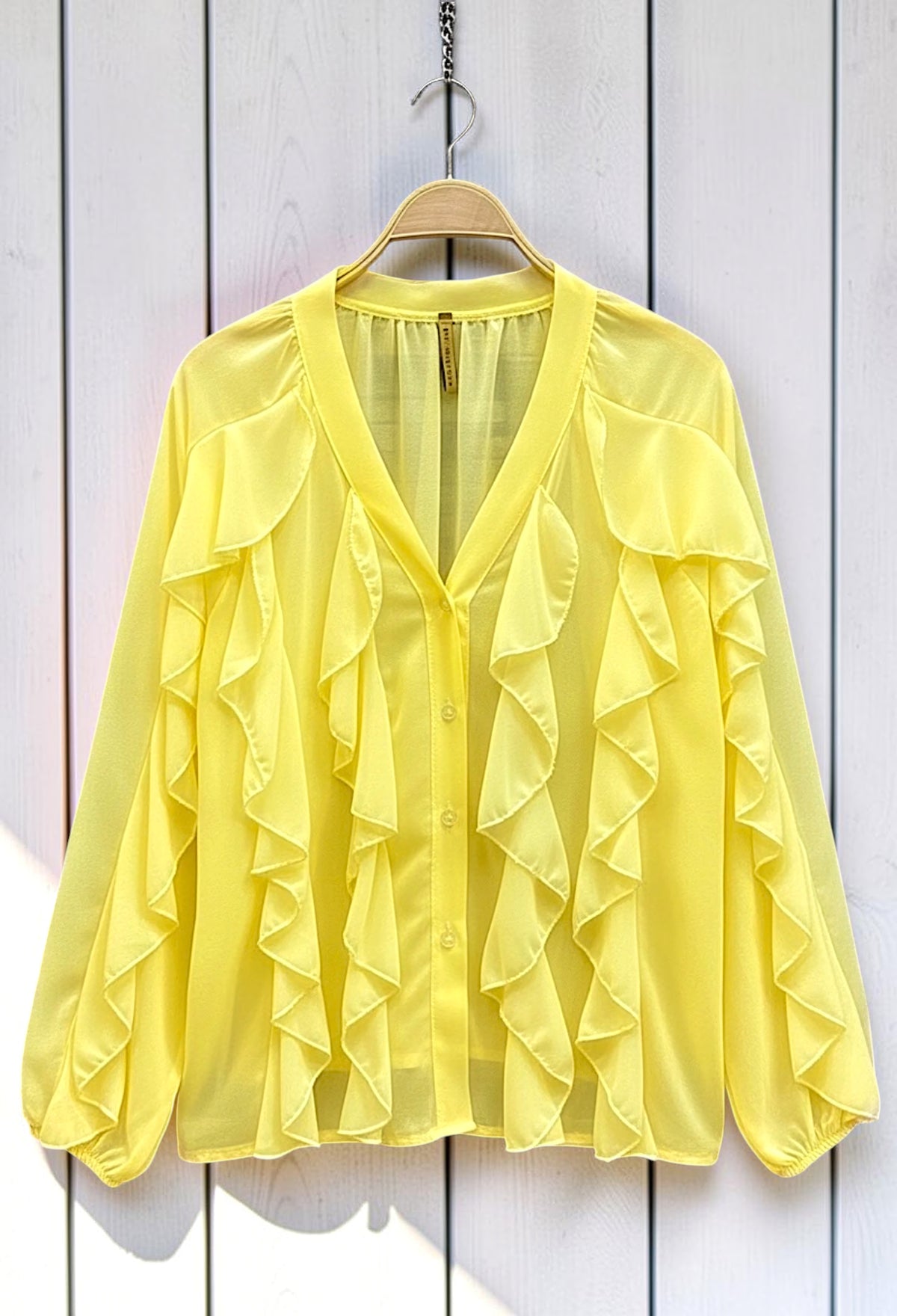 Chemisier Jaune Clair à Volants – La Muse Parisienne – vue 2