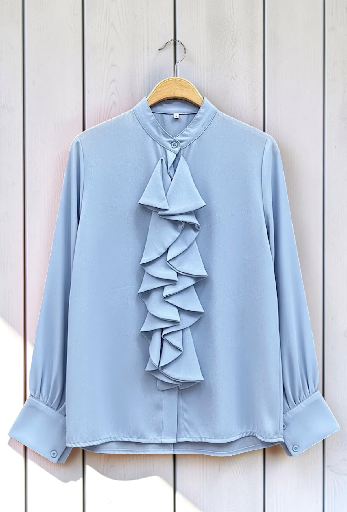 Chemisier Bleu ciel en Voile Épais – La Muse Parisienne – vue 2