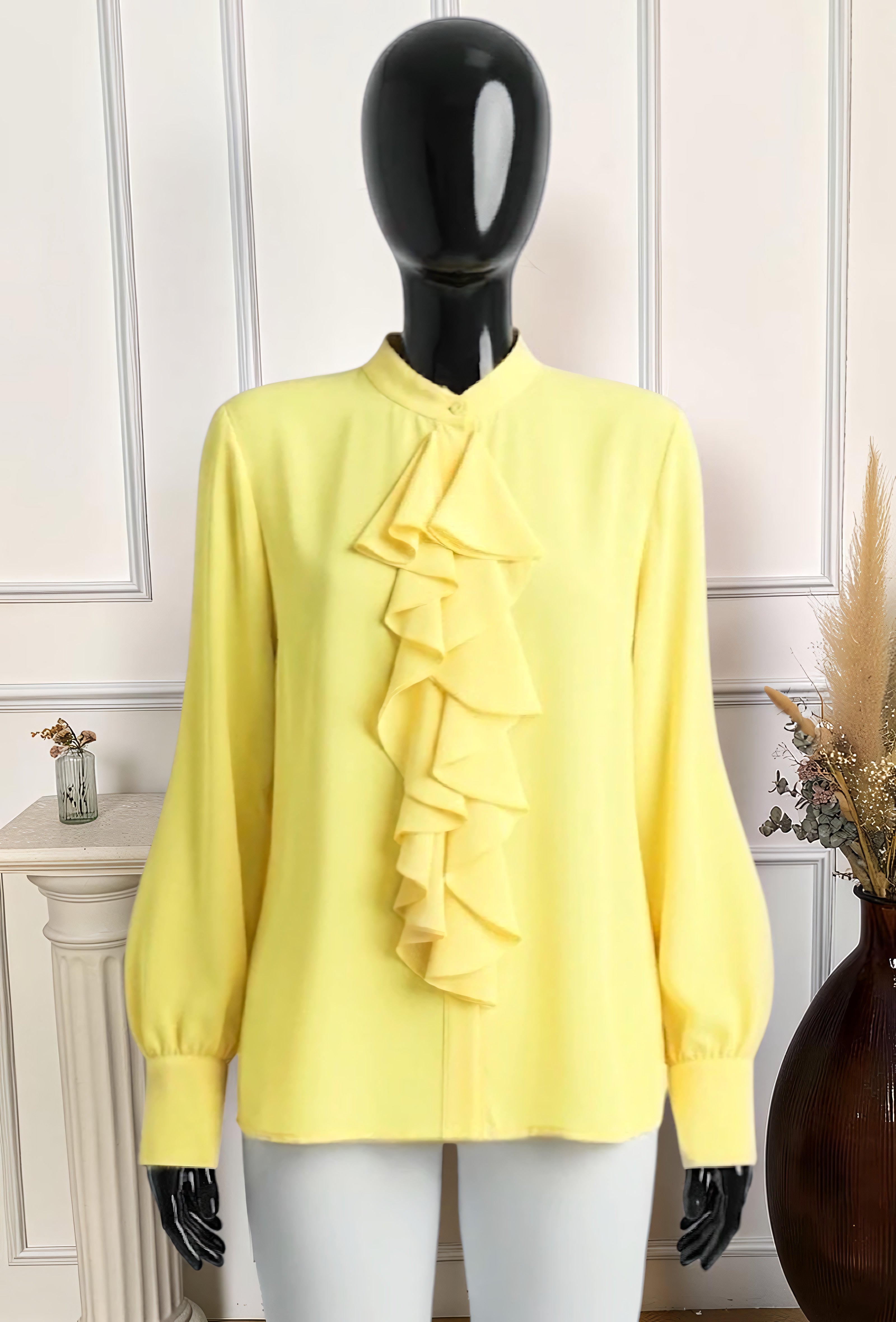 Chemisier Jaune Clair en Voile Épais – La Muse Parisienne – vue 1
